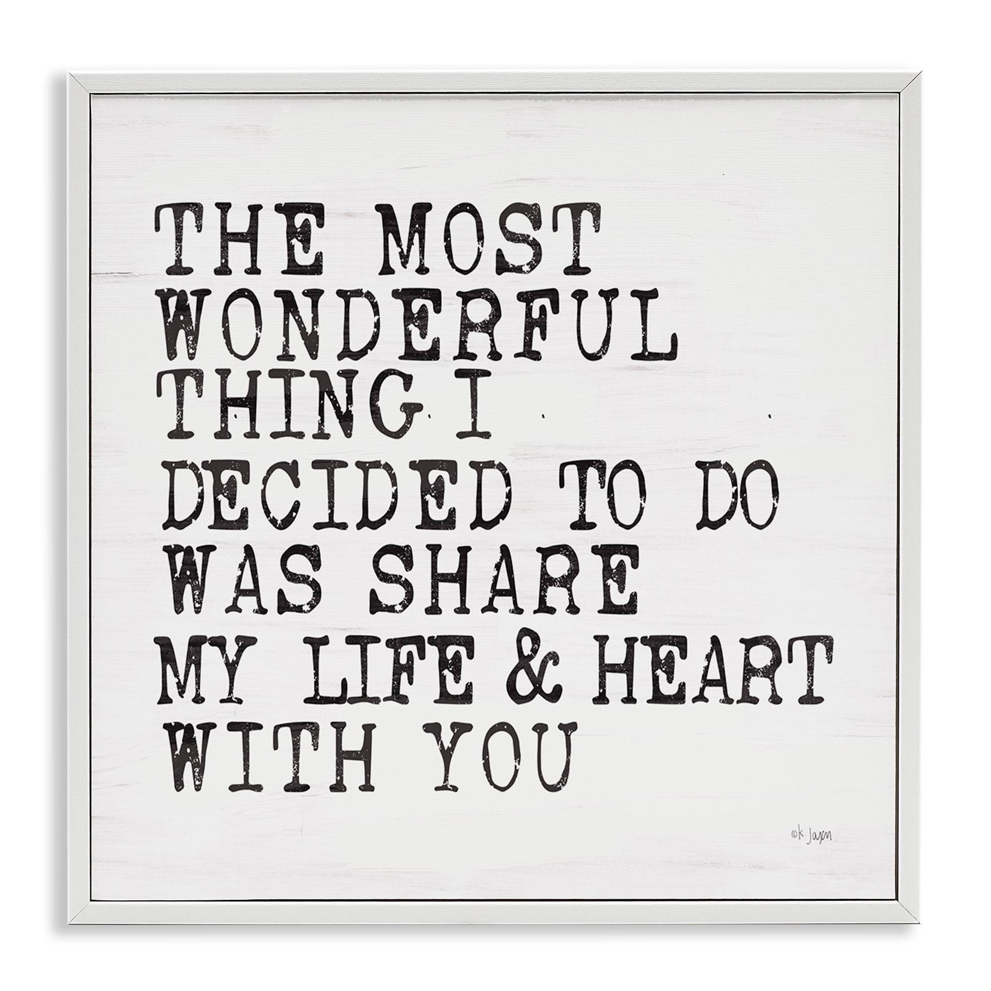 Stupell Industries Share My Heart Inspirational Typography Painting White Framed Art Print Wall Art, 12 x 12