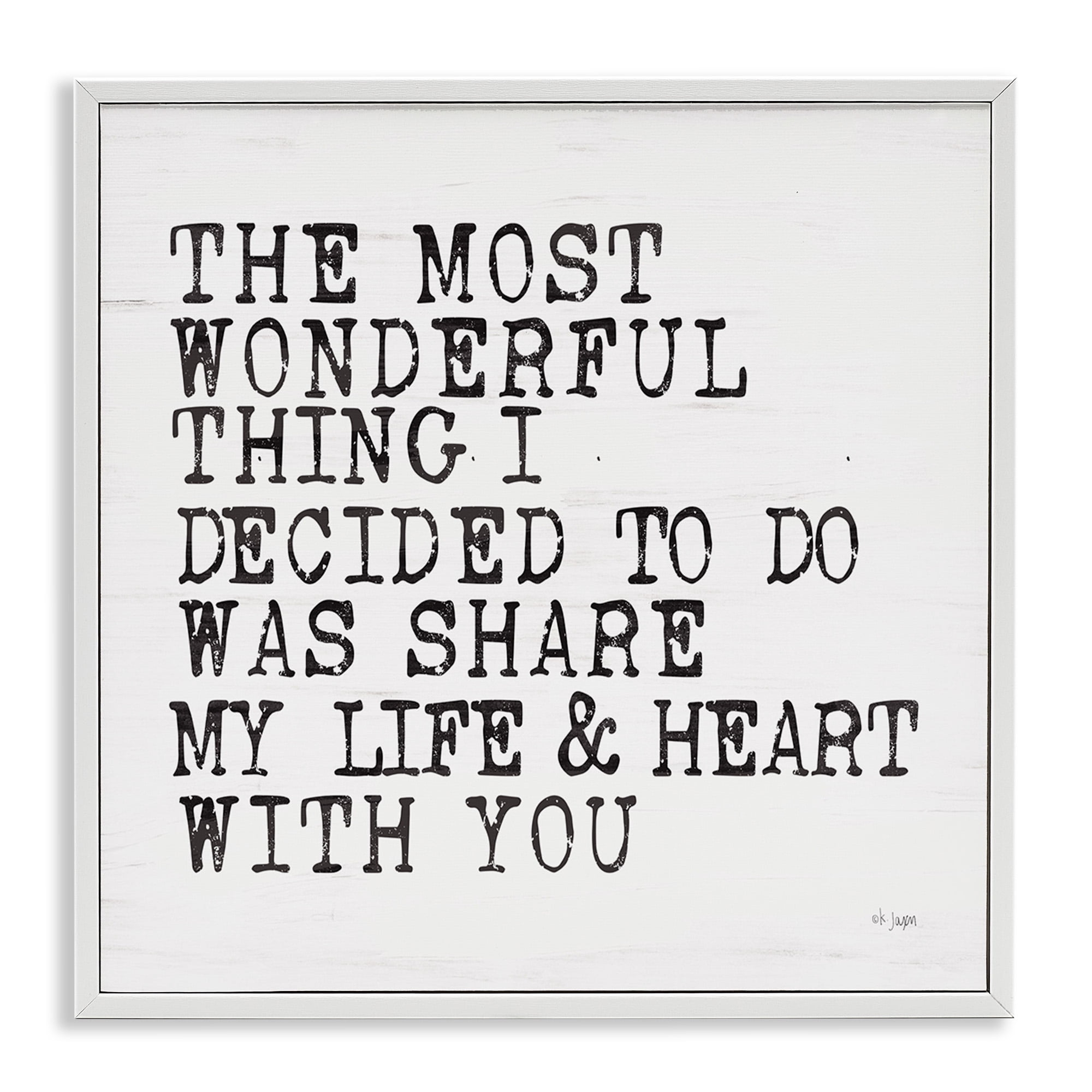 Stupell Industries Share My Heart Inspirational Typography Painting White Framed Art Print Wall Art, 24 x 24