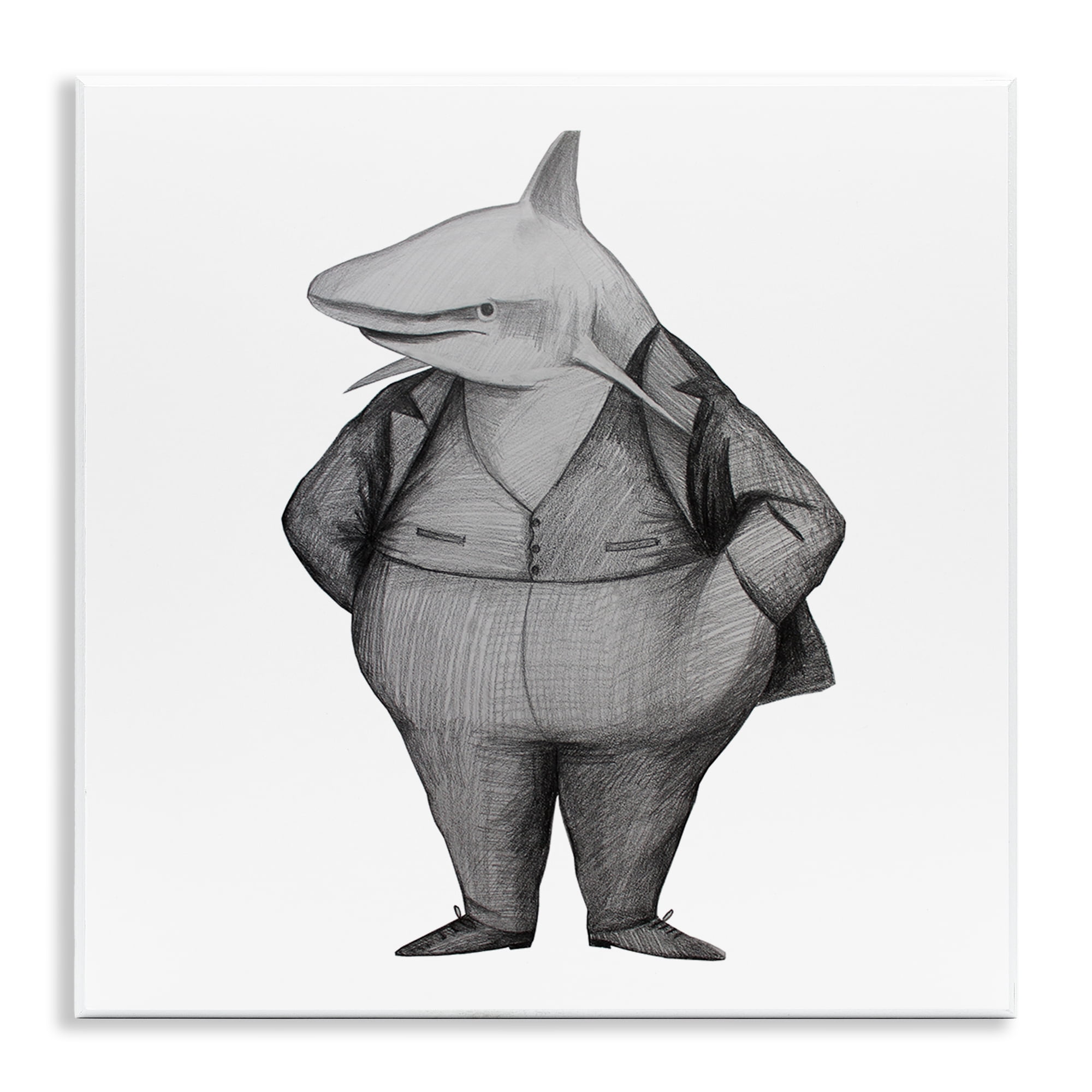 Stupell Industries Shark In Suit Drawing Wall Plaque Art, design by Violeta Vollmer