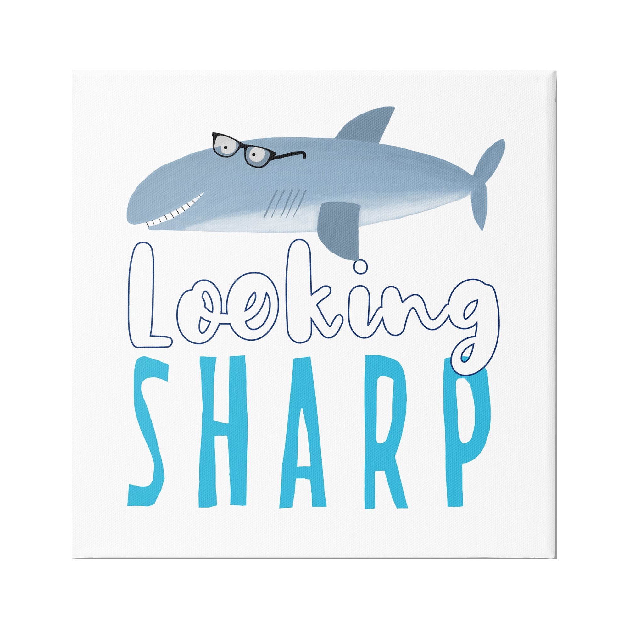 Stupell Industries Shark in Glasses Phrase Animals & Insects Painting Gallery Wrapped Canvas Print Wall Art, 36 x 36