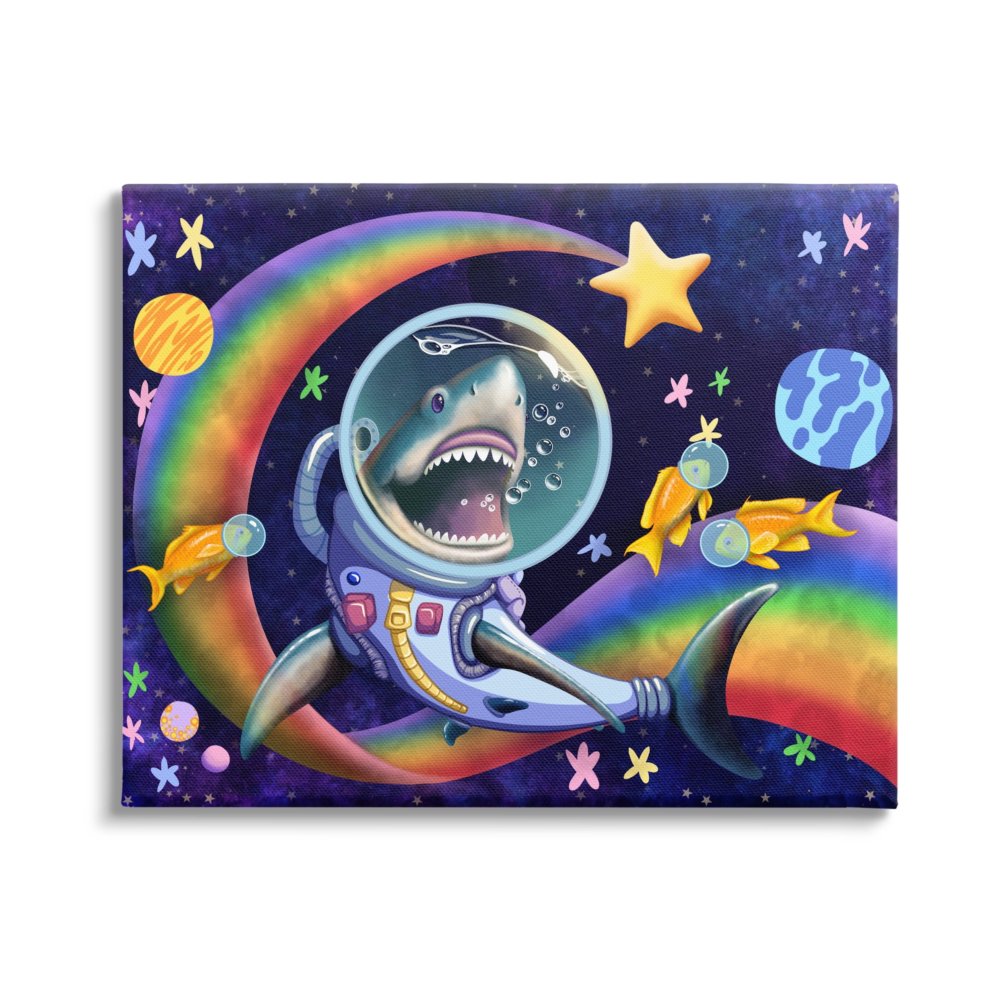 Stupell Industries Shark in Outer Space Animals & Insects Painting Gallery Wrapped Canvas Art Print Wall Art, 40 x 30