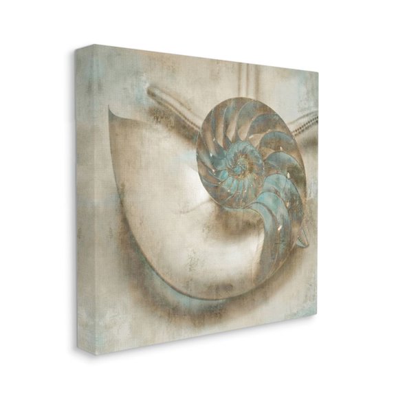 Stupell Industries Sharkeye Seashell Distressed Texture Blue Tan Design Canvas Wall Art by Ziwei Li