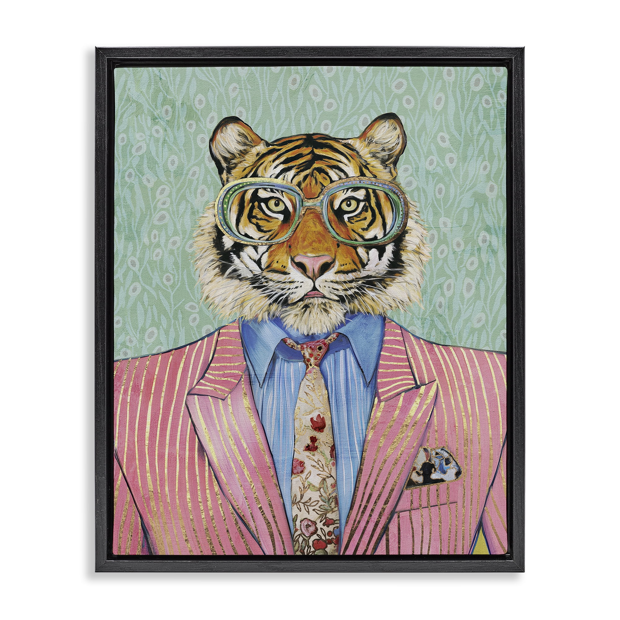Stupell Industries Sharp Tiger Outfit Black Framed Floater Canvas Wall Art, design by Svetlana Aleynikova