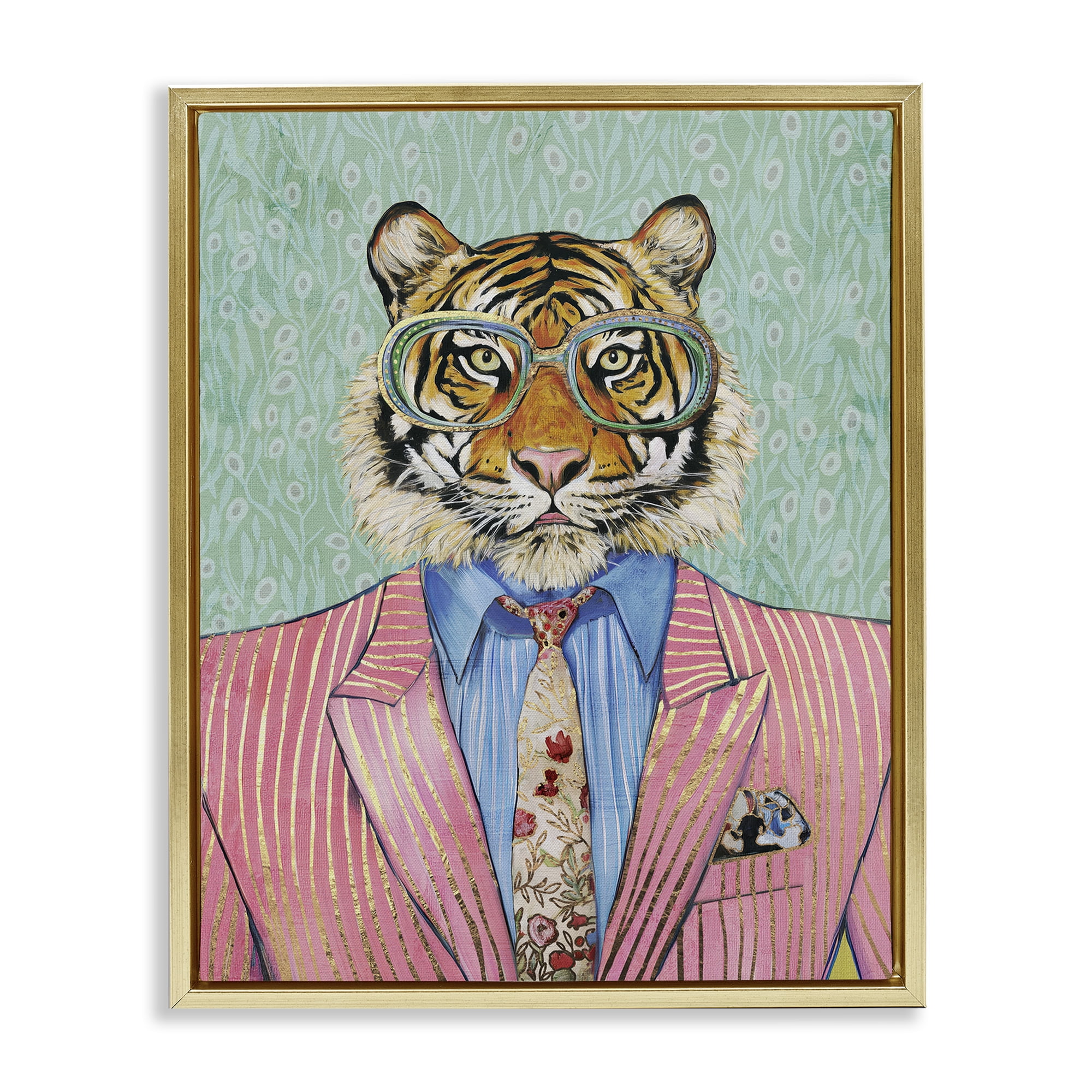 Stupell Industries Sharp Tiger Outfit Gold Framed Floater Canvas Wall Art, design by Svetlana Aleynikova