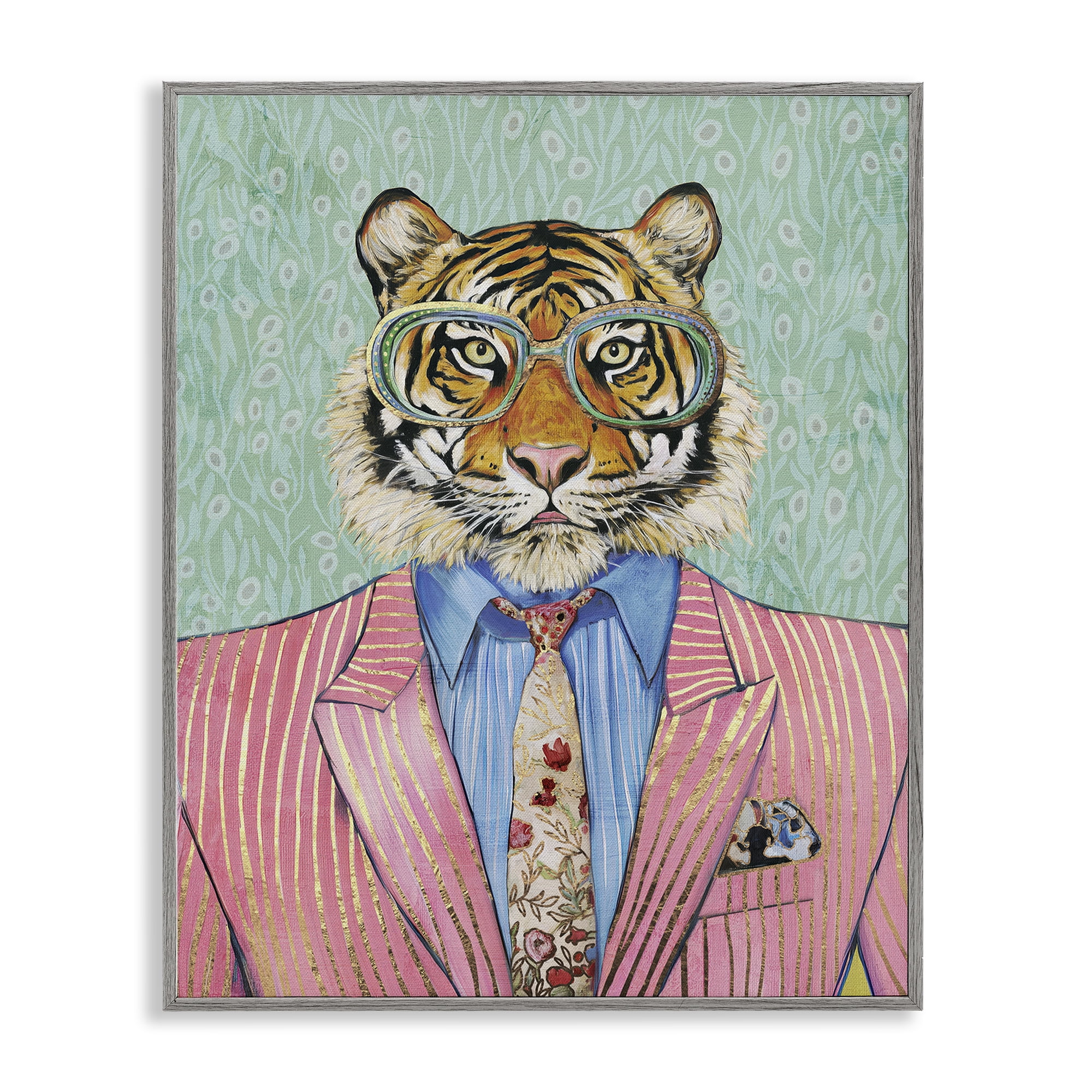 Stupell Industries Sharp Tiger Outfit Gray Framed Giclee Art, design by Svetlana Aleynikova