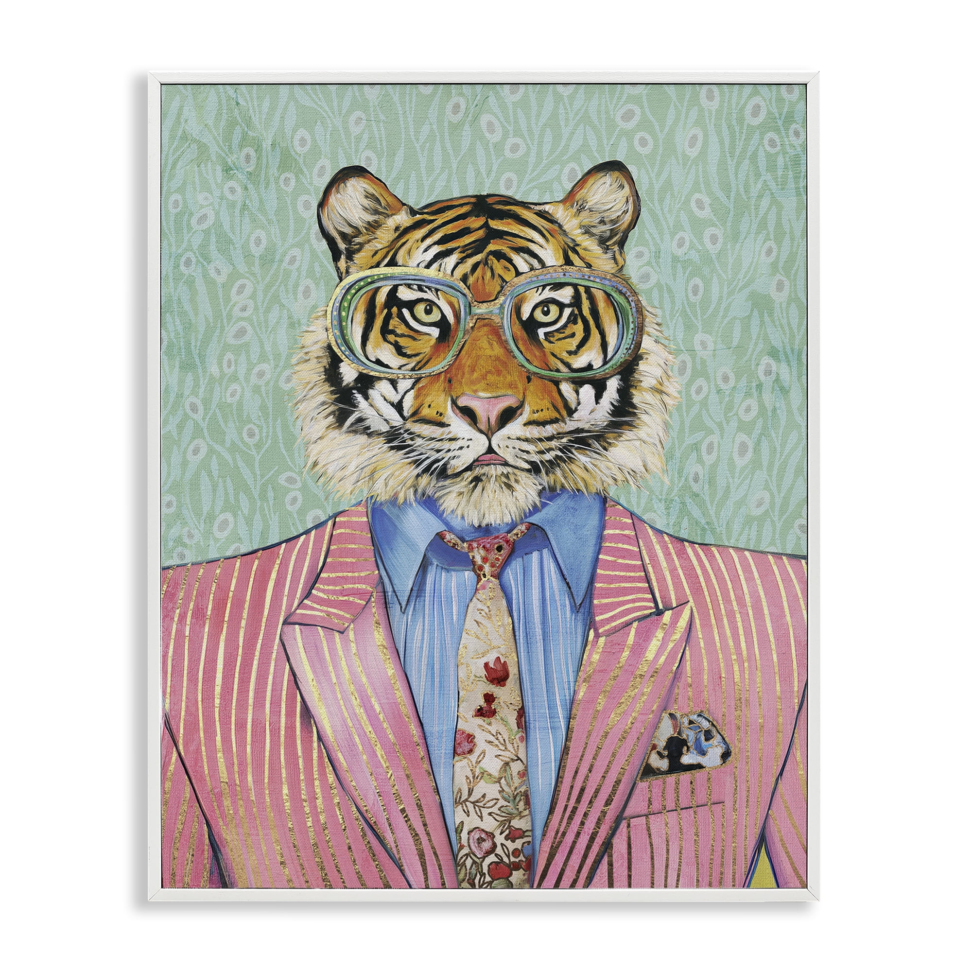 Stupell Industries Sharp Tiger Outfit White Framed Giclee Art, design by Svetlana Aleynikova