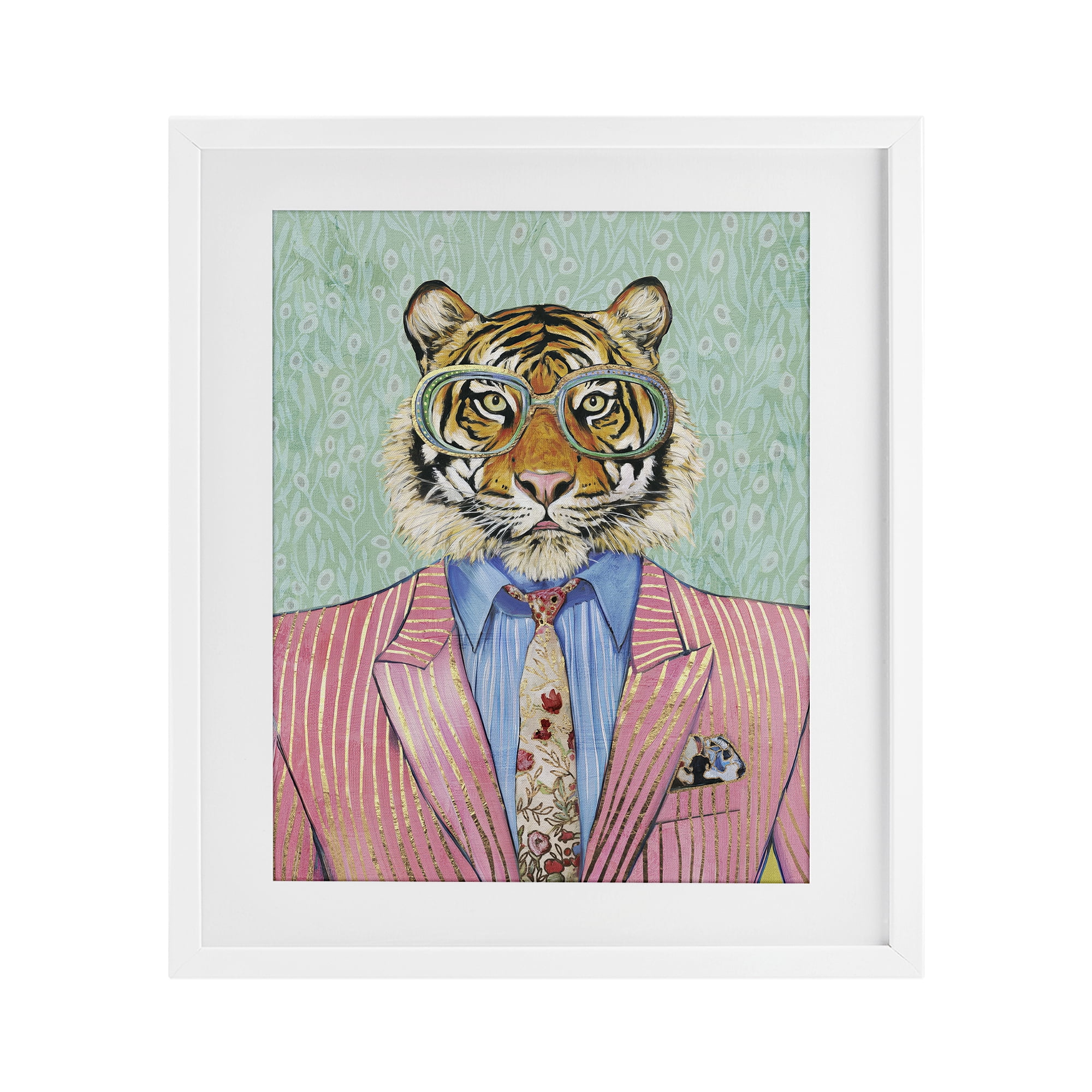 Stupell Industries Sharp Tiger Outfit White Framed Print Under Glass, design by Svetlana Aleynikova
