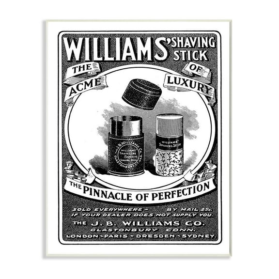 Stupell Industries Shaving Advertisement Vintage Black And White Design Wall Plaque by The Saturday Evening Post