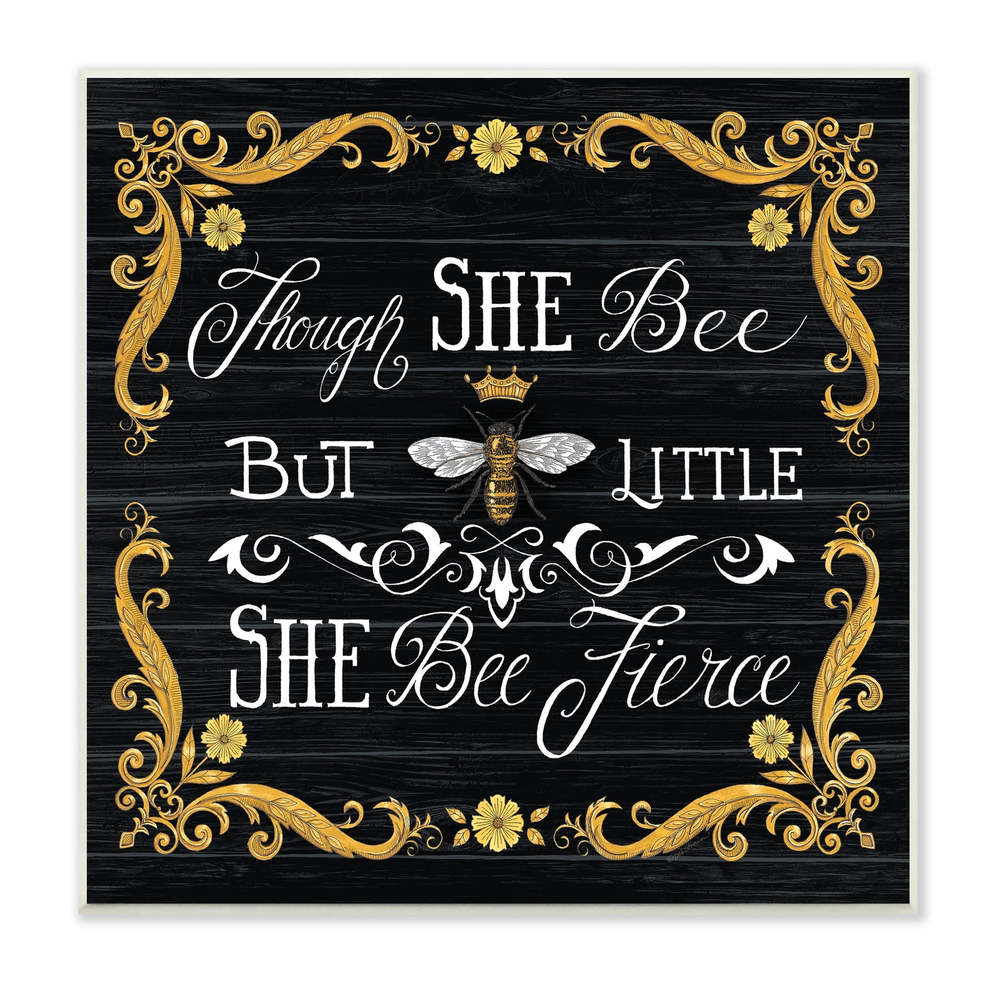 Stupell Industries She Bee Fierce Female Motivational Phrase Vintage Pun, 12 x 12,Design by Deb Strain