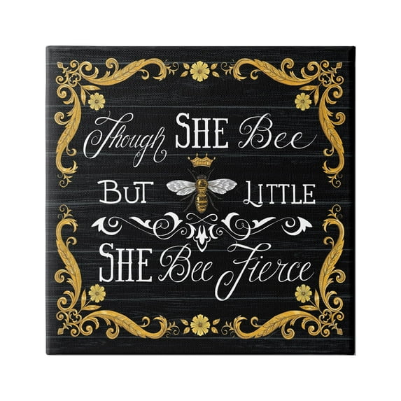 Stupell Industries She Bee Fierce Female Motivational Phrase Vintage Pun, 17 x 17,Design by Deb Strain