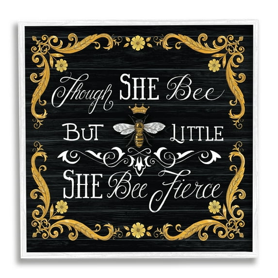 Stupell Industries She Bee Fierce Female Motivational Phrase Vintage Pun, 24 x 24,Design by Deb Strain