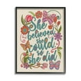 thumbnail image 1 of Stupell Industries She Believed Girl Power Motivational Patterned Floral Butterflies Graphic Art Black Framed Art Print Wall Art, Design by Valentina Harper, 1 of 5