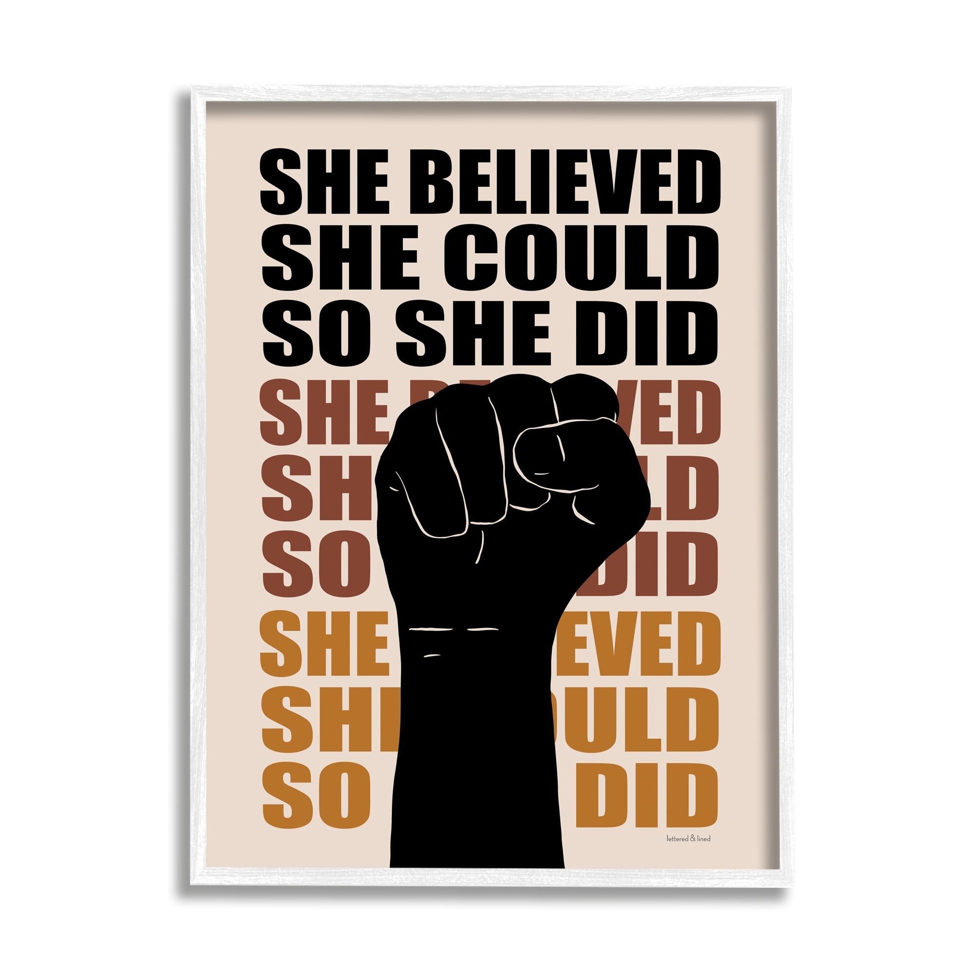Stupell Industries She Believed She Could Empowering Motivational Saying,16 x 20, Design by Lettered and Lined