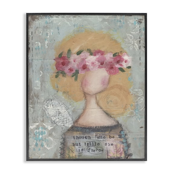 Stupell Industries She Is Fierce Inspirational Black Framed Giclee Art design by Cassandra Cushman, 30 x 24