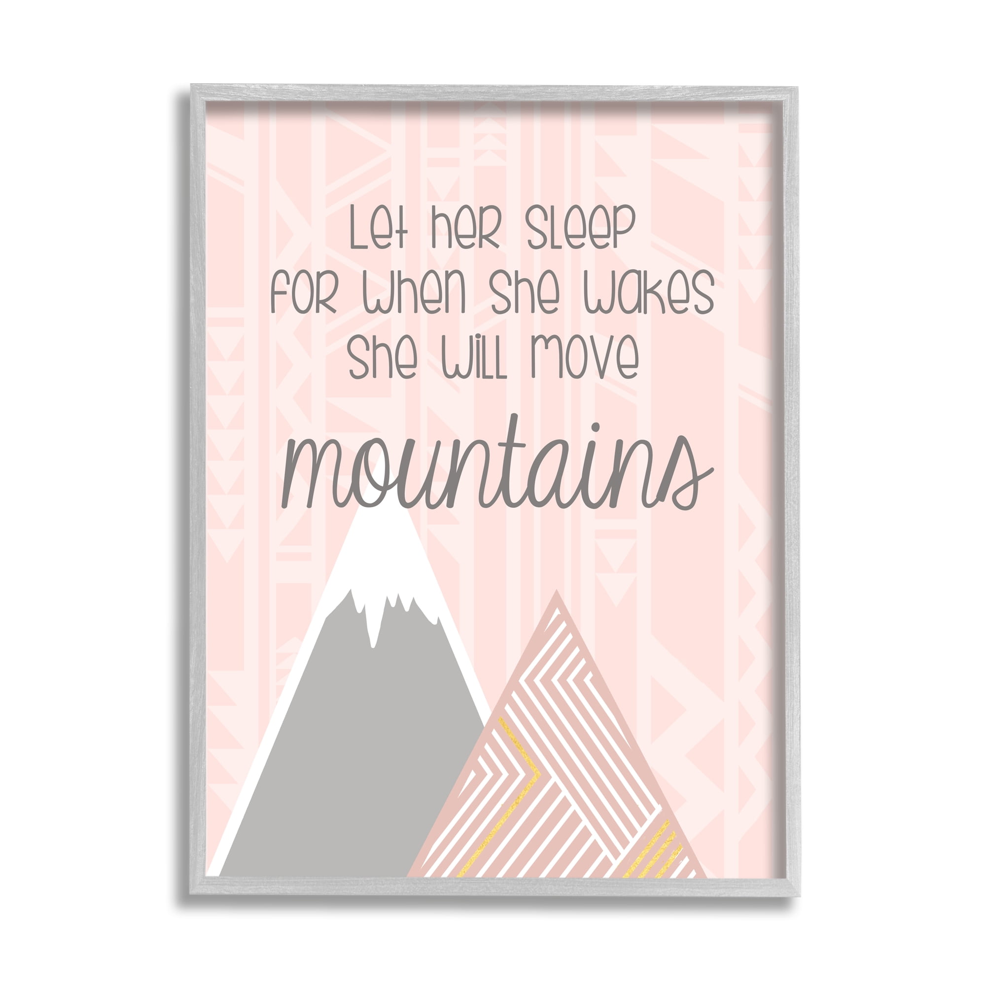 Stupell Industries She Will Move Mountains Pink Triangular Geometric Pattern, 11 x 14, Designed by Anna Quach
