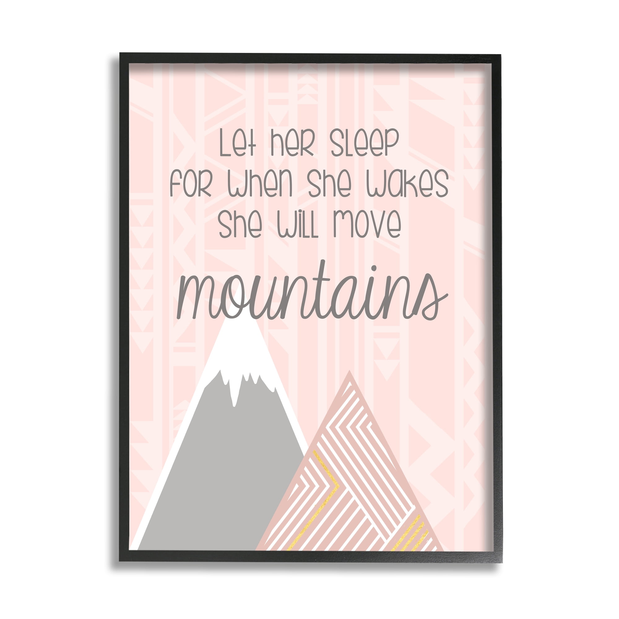 Stupell Industries She Will Move Mountains Pink Triangular Geometric Pattern, 16 x 20, Designed by Anna Quach