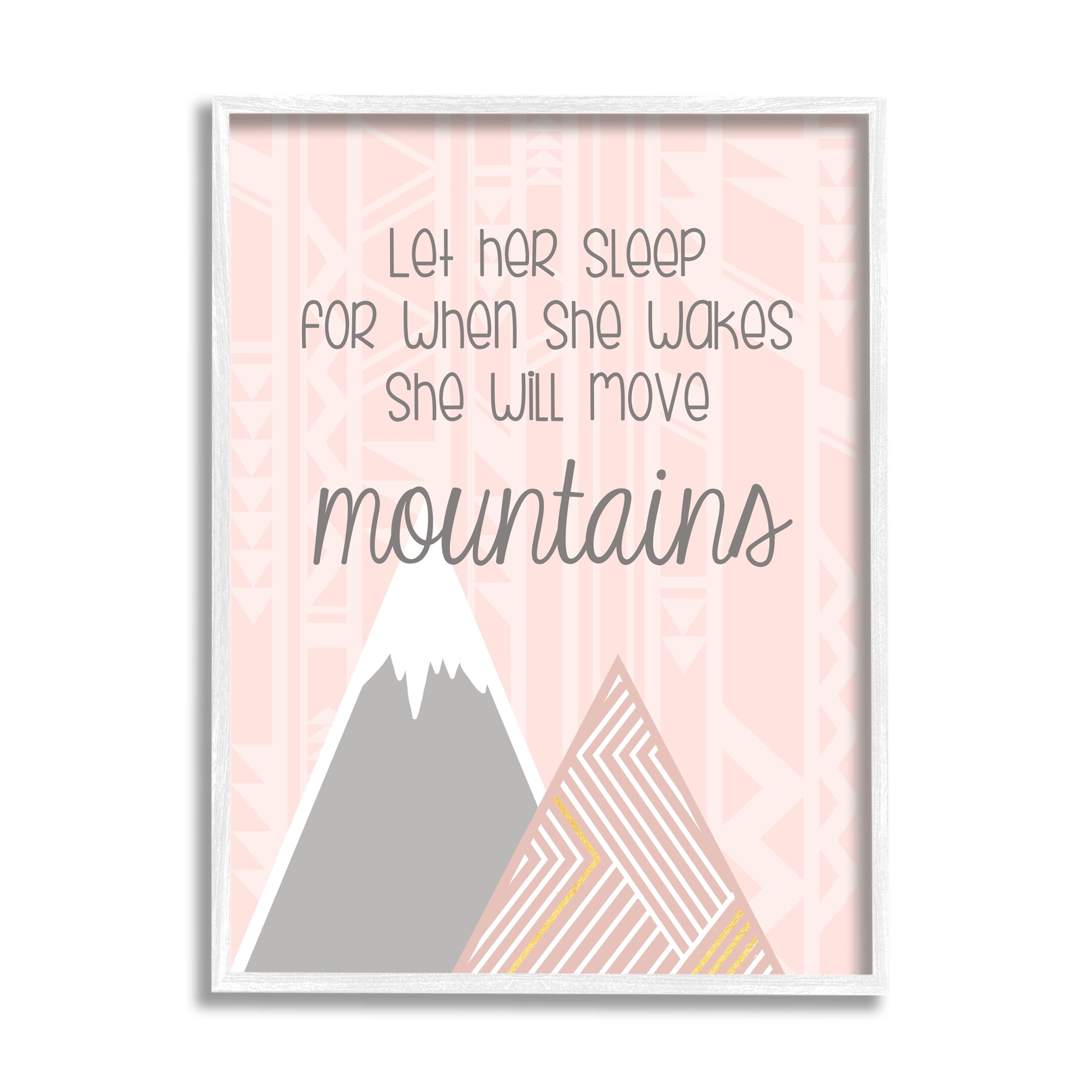 Stupell Industries She Will Move Mountains Pink Triangular Geometric Pattern, 16 x 20, Designed by Anna Quach