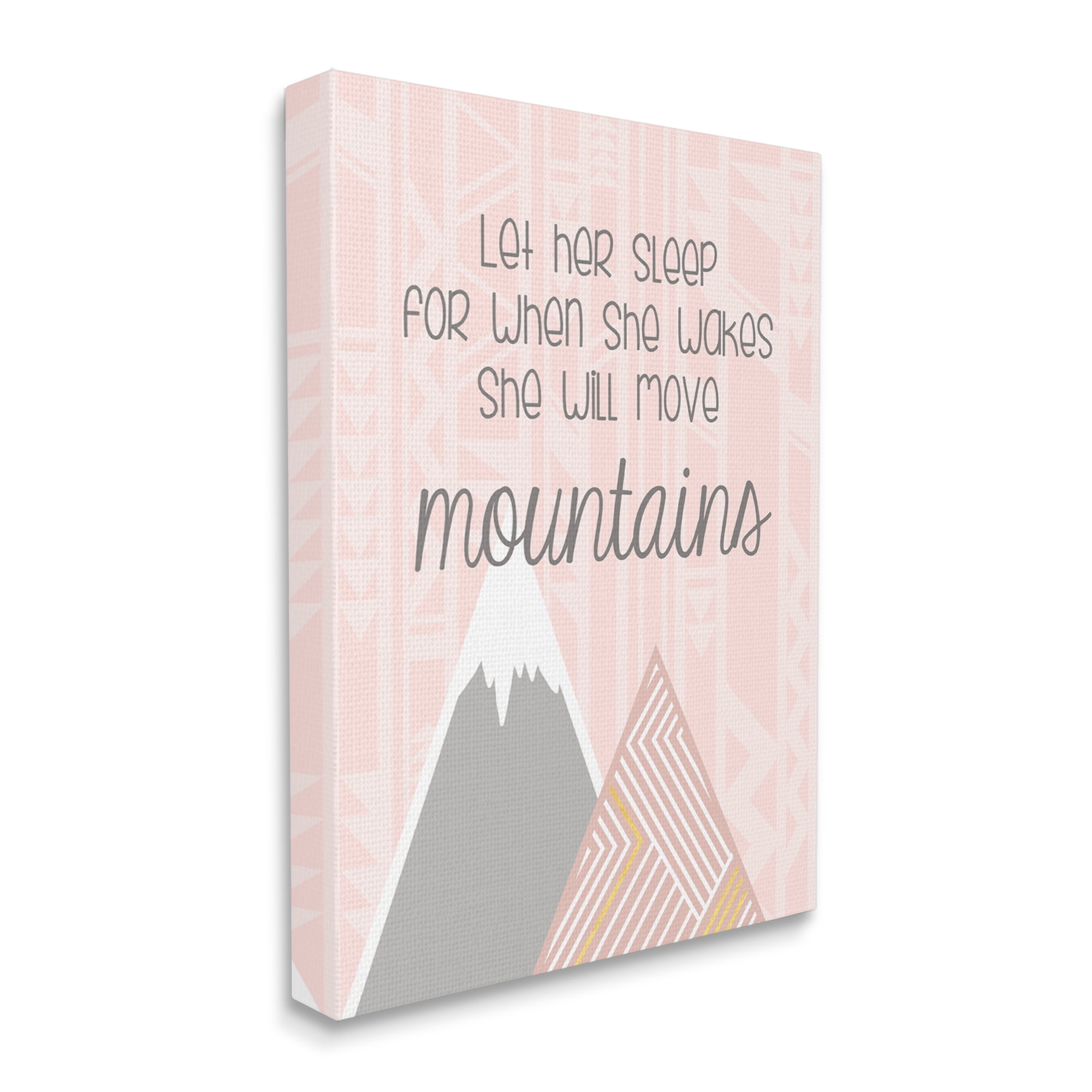 Stupell Industries She Will Move Mountains Pink Triangular Geometric Pattern, 36 x 48, Designed by Anna Quach