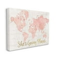 thumbnail image 1 of Stupell Industries She's Going Places Quote Pink Watercolor World Map Design by Sue Schlabach, 36" x 48", 1 of 6