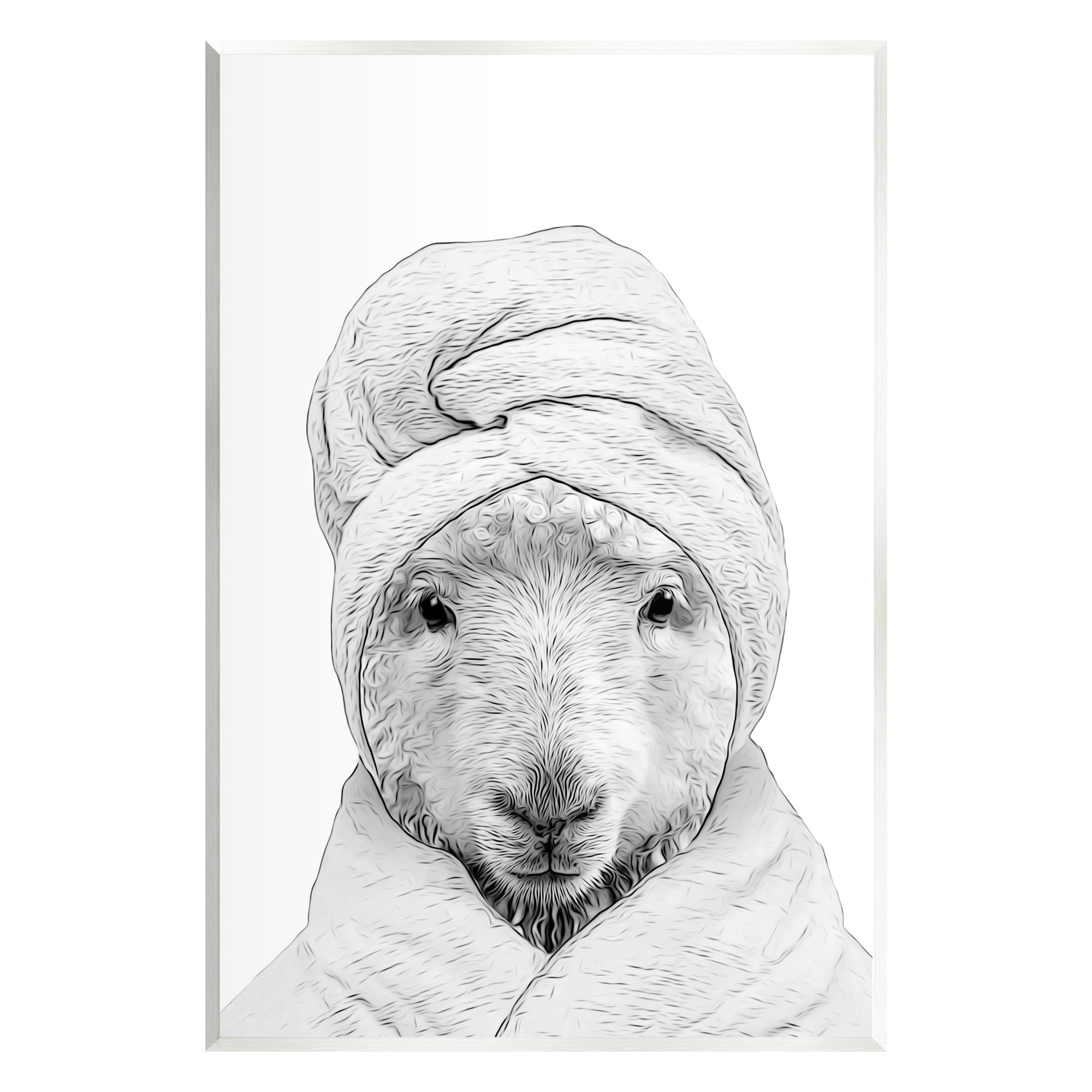 Stupell Industries Sheep Bathroom Robe Funny Animal Animals & Insects Painting Unframed Art Print Wall Art