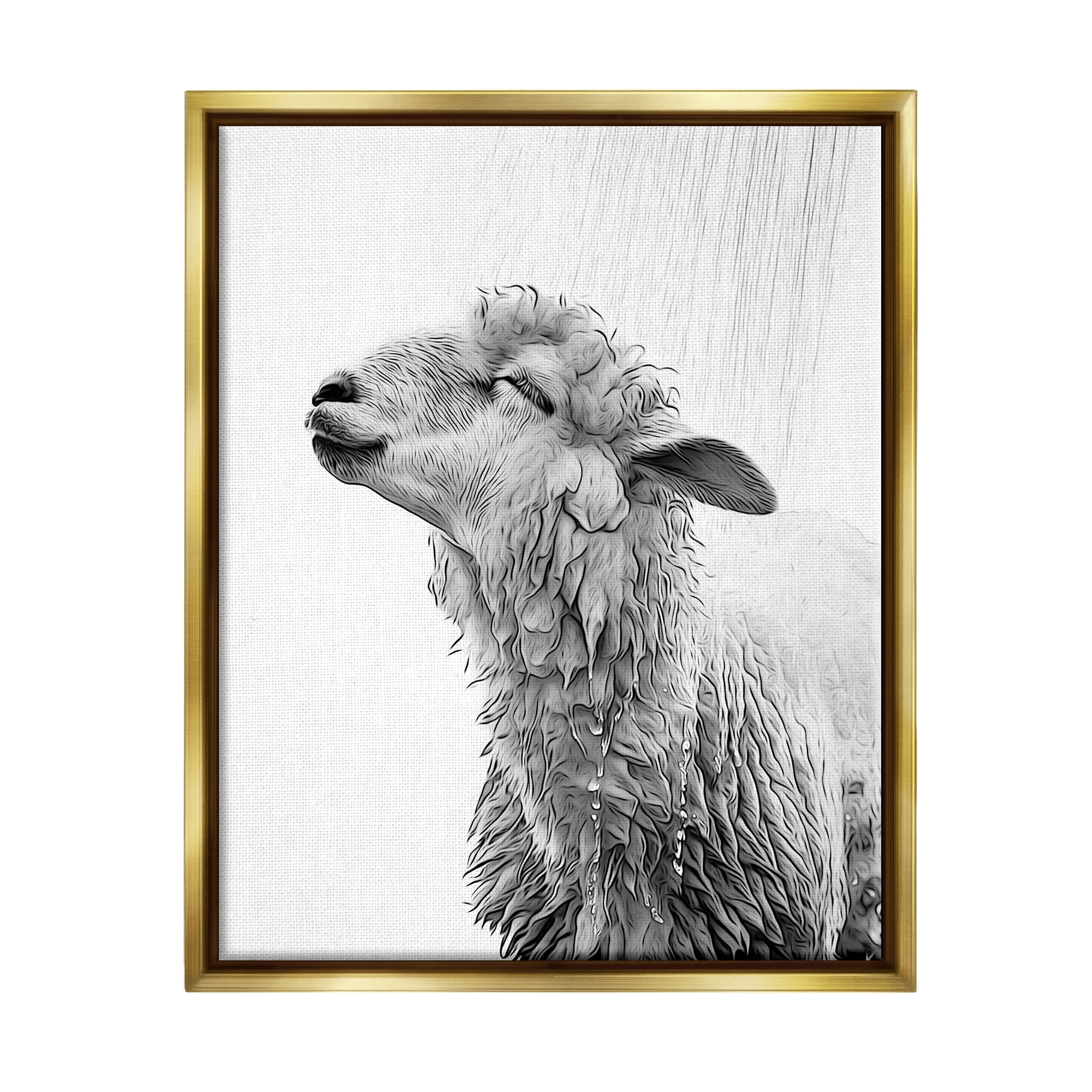 Stupell Industries Sheep Bathroom Splash Animals & Insects Painting Gold Floater Framed Canvas Art Print Wall Art, 17 x 21