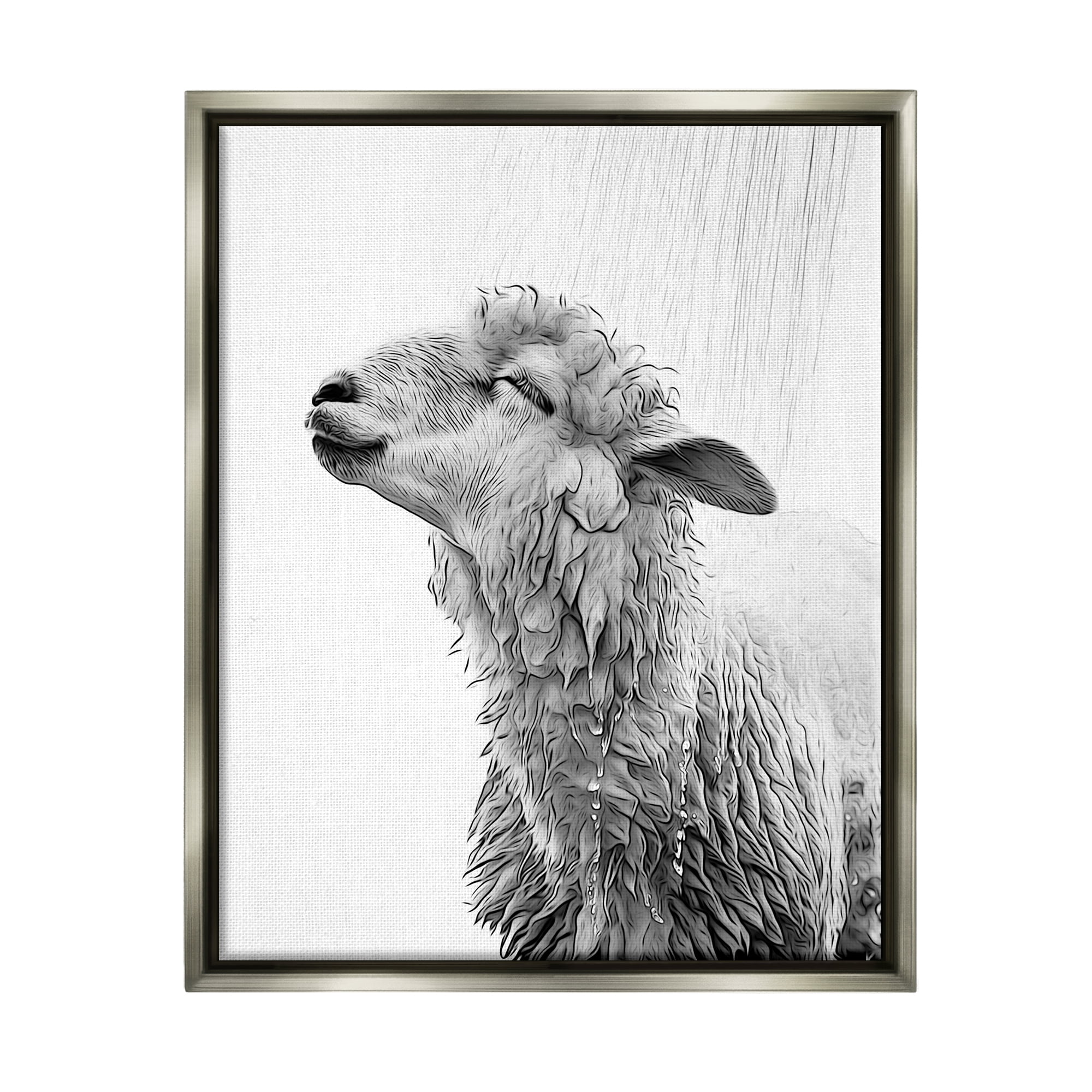 Stupell Industries Sheep Bathroom Splash Animals & Insects Painting Gray Floater Framed Canvas Art Print Wall Art, 25 x 31