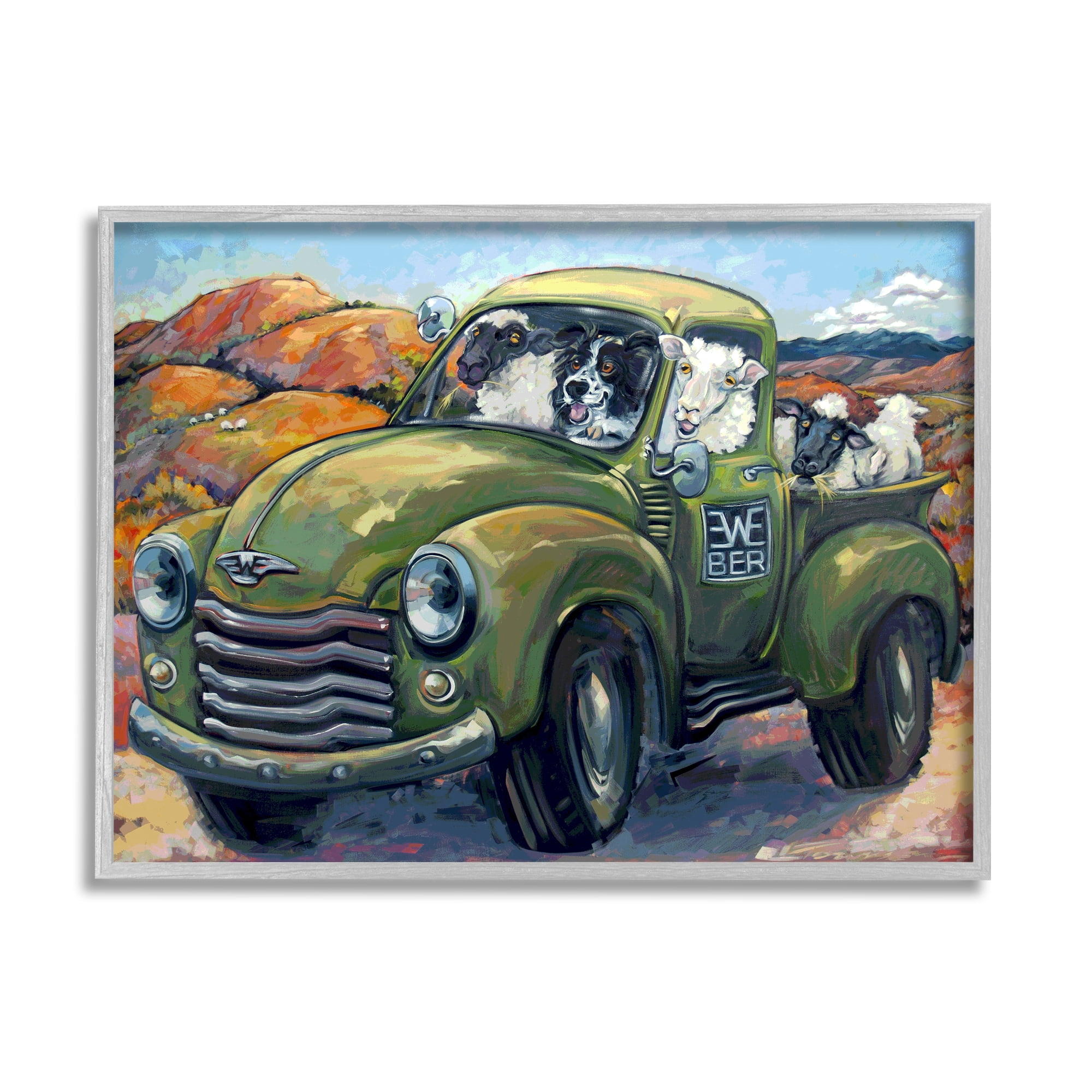 Stupell Industries Sheep Dog Funny Ewe-beer Pun Southwestern Country Scene, 14 x 11, Design by CR Townsend