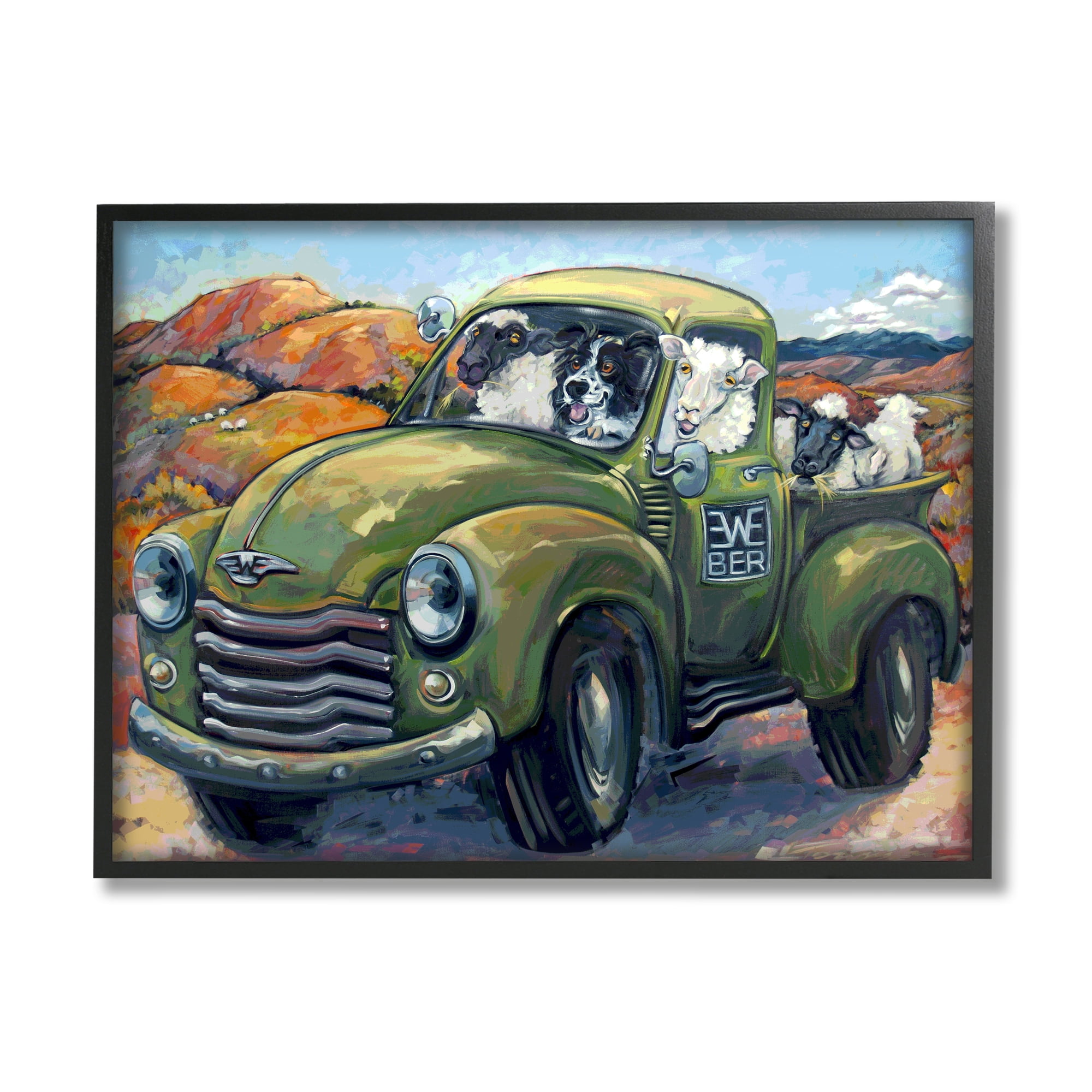 Stupell Industries Sheep Dog Funny Ewe-beer Pun Southwestern Country Scene, 14 x 11, Design by CR Townsend