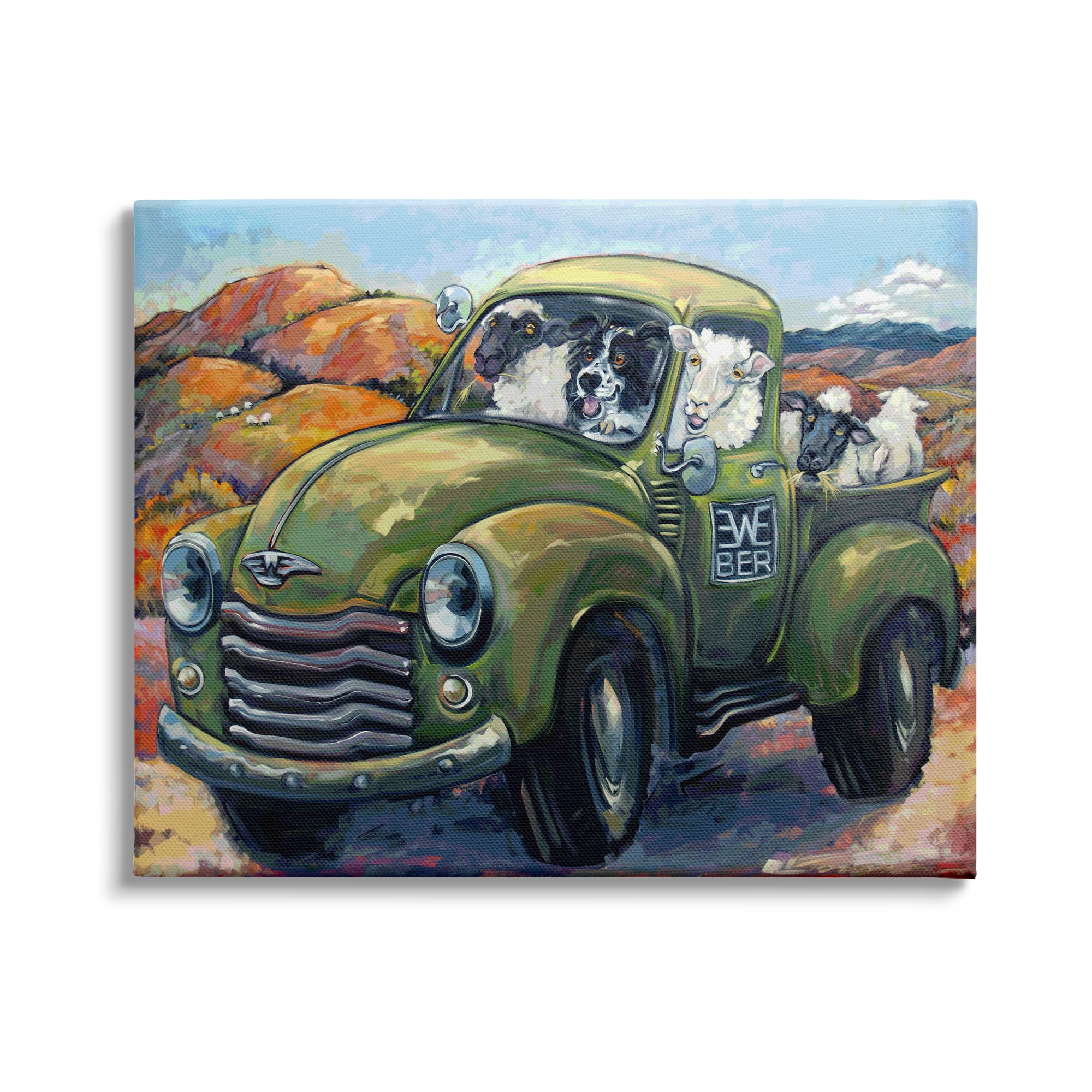 Stupell Industries Sheep Dog Funny Ewe-beer Pun Southwestern Country Scene, 20 x 16, Design by CR Townsend