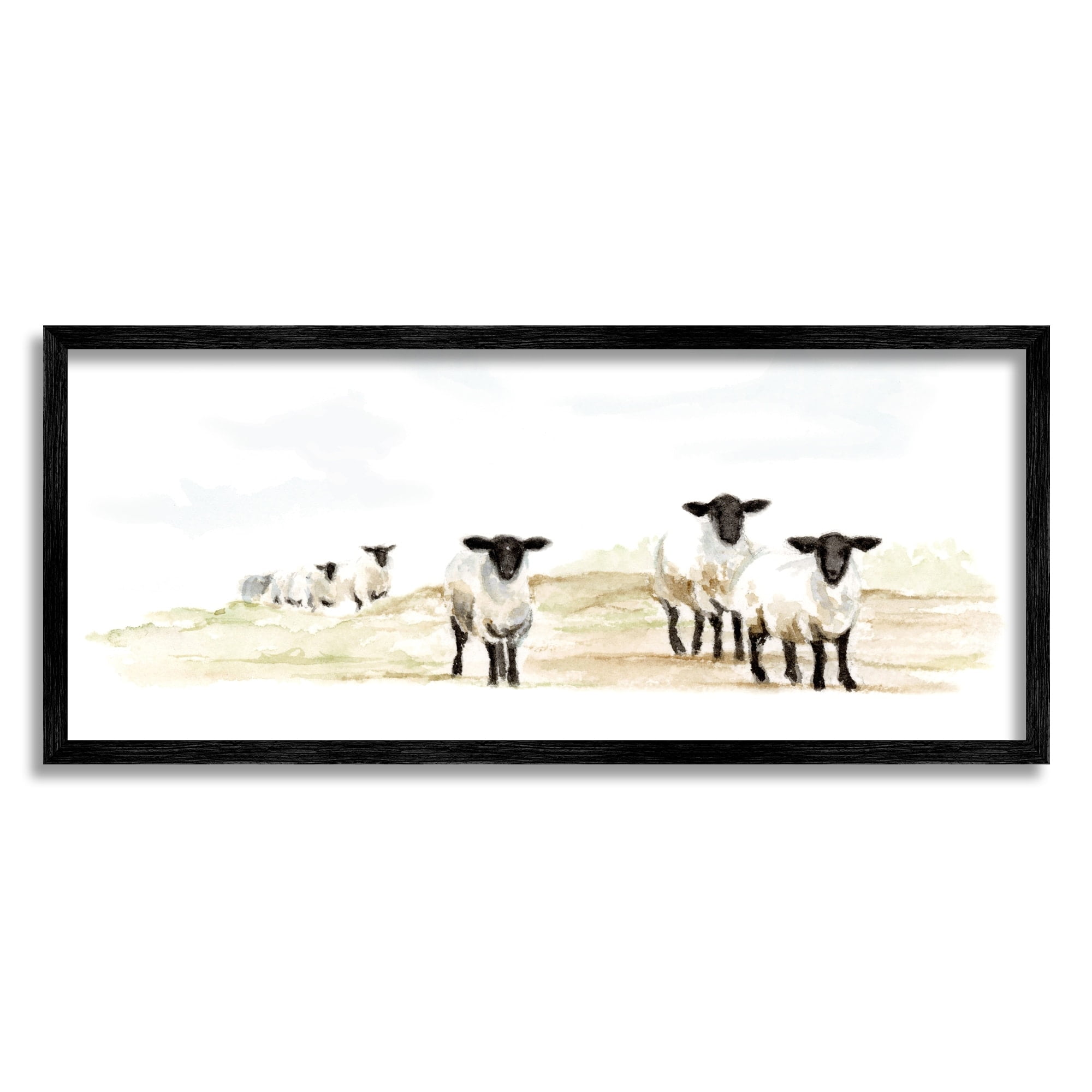 Stupell Industries Sheep Farm Flock Children's Nursery Watercolor Painting, 24 x 10,Design by Fox Hollow Studios