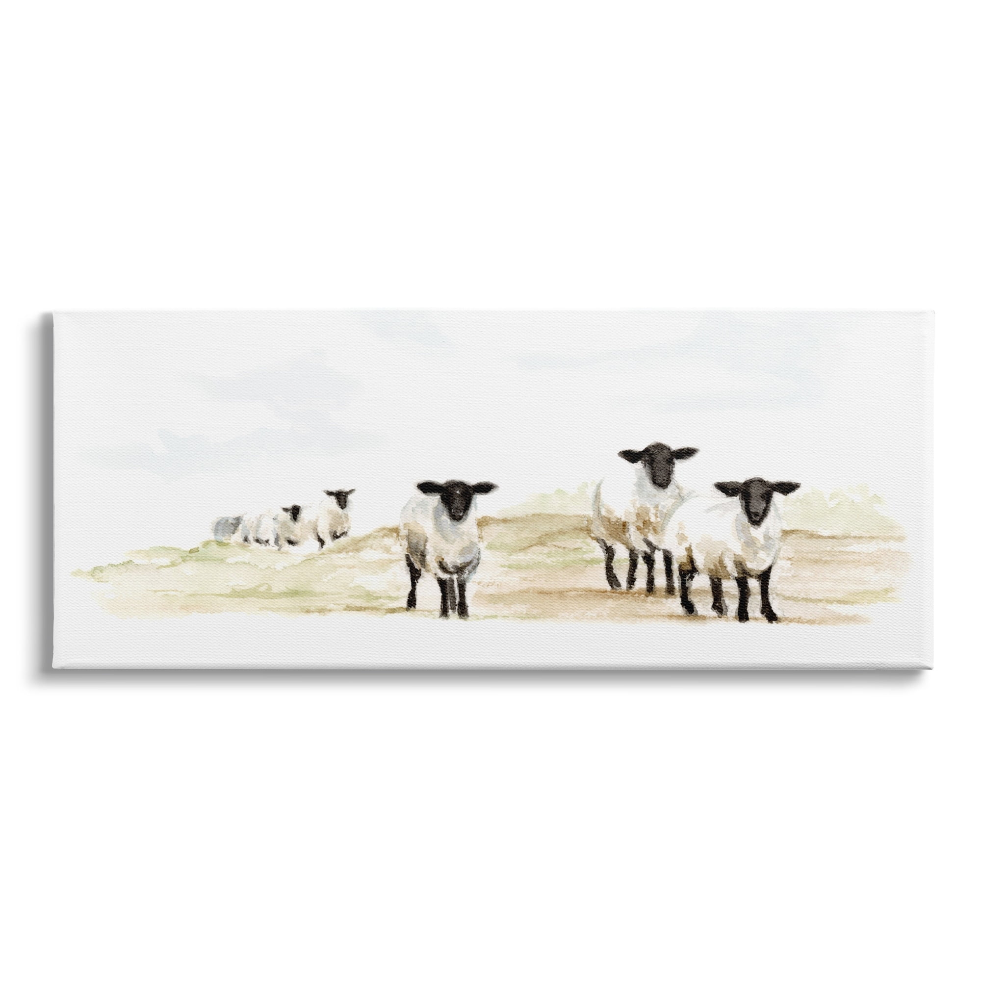 Stupell Industries Sheep Farm Flock Children's Nursery Watercolor Painting, 40 x 17,Design by Fox Hollow Studios