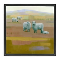 Stupell Industries Sheep Grazing Pasture Animals Painting Black Floater Framed Canvas Art Print Wall Art, 18 x 18
