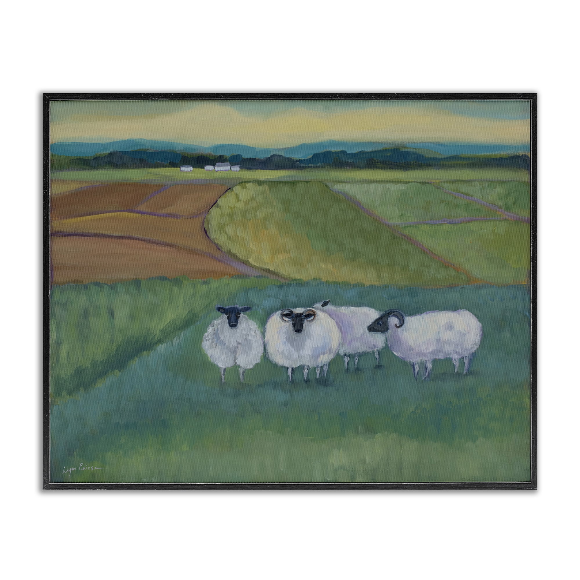 Stupell Industries Sheep Herd Meetup Black Framed Giclee Art, design by Lynn Ericson Fine Art