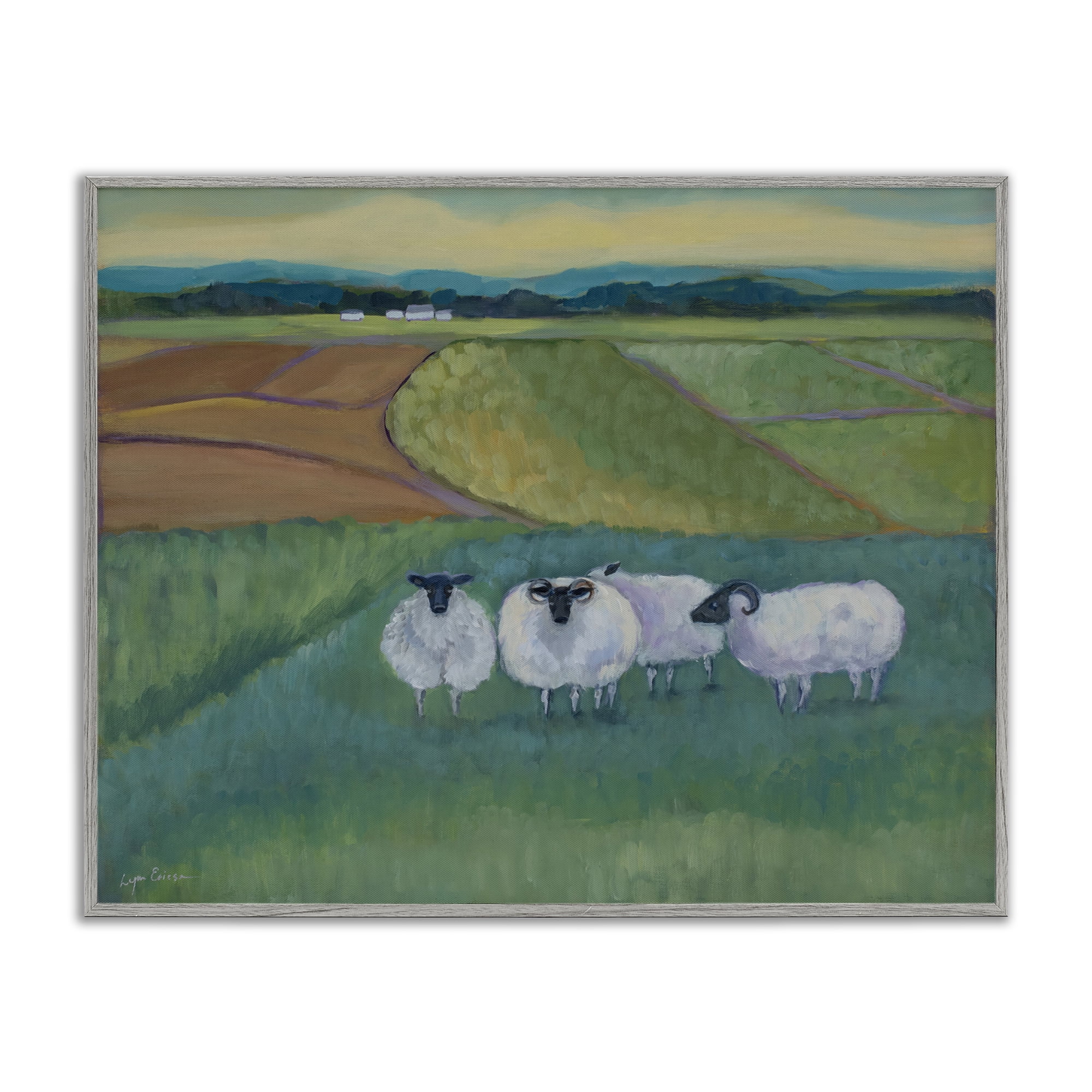 Stupell Industries Sheep Herd Meetup Gray Framed Giclee Art, design by Lynn Ericson Fine Art