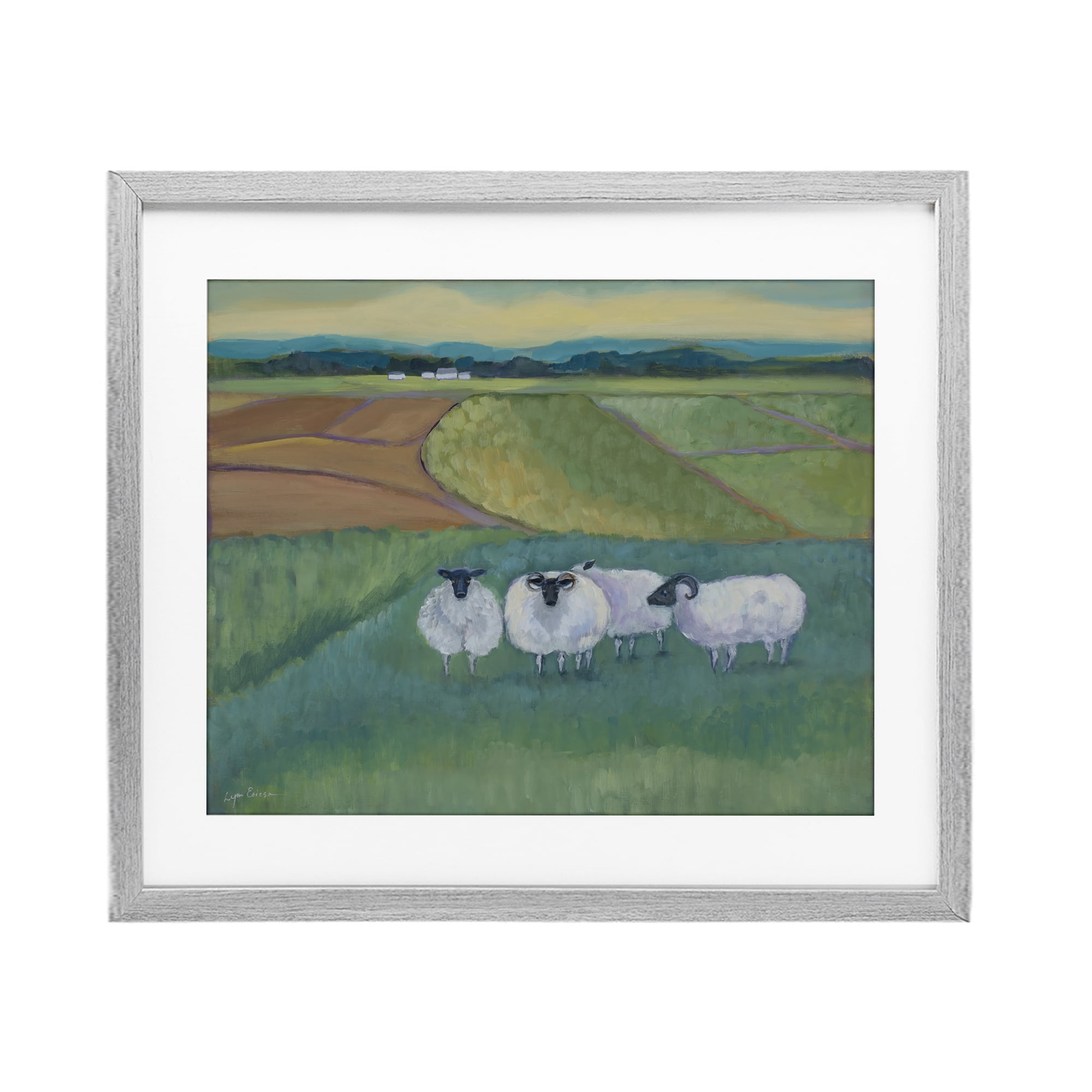 Stupell Industries Sheep Herd Meetup Gray Framed Print Under Glass, design by Lynn Ericson Fine Art