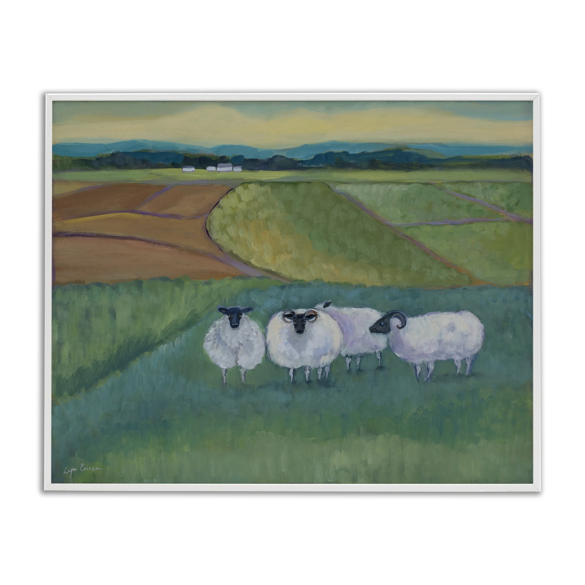 Stupell Industries Sheep Herd Meetup White Framed Giclee Art, design by Lynn Ericson Fine Art