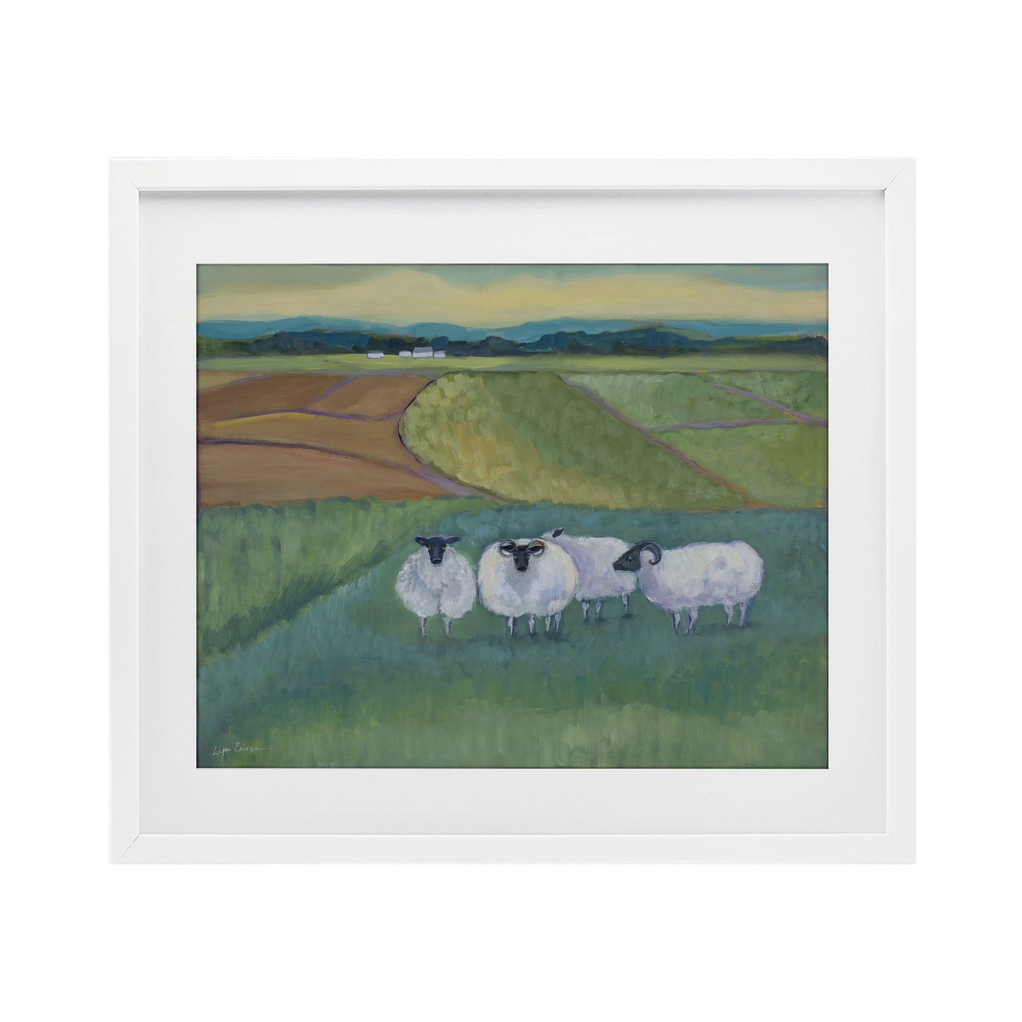 Stupell Industries Sheep Herd Meetup White Framed Print Under Glass, design by Lynn Ericson Fine Art