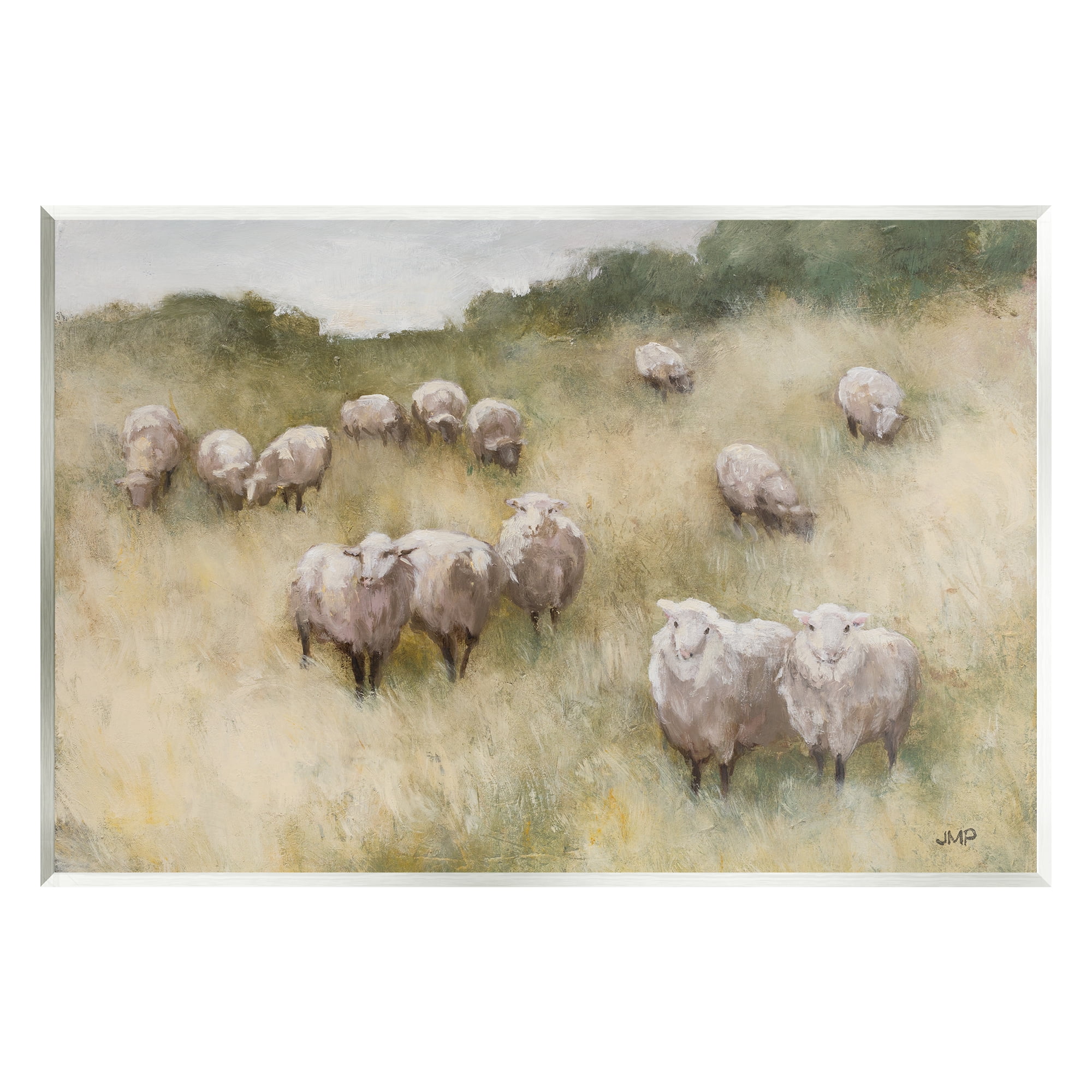 Stupell Industries Sheep Herd Rural Grassland Animals & Insects Painting Unframed Art Print Wall Art, 15 x 10