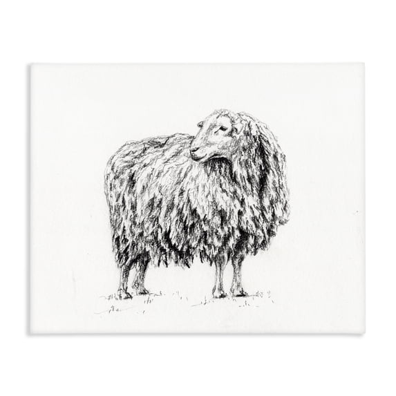 Stupell Industries Rustic Lodge Sheep in Charcoal Canvas Art, 20 x 16, by Leah Noel Art