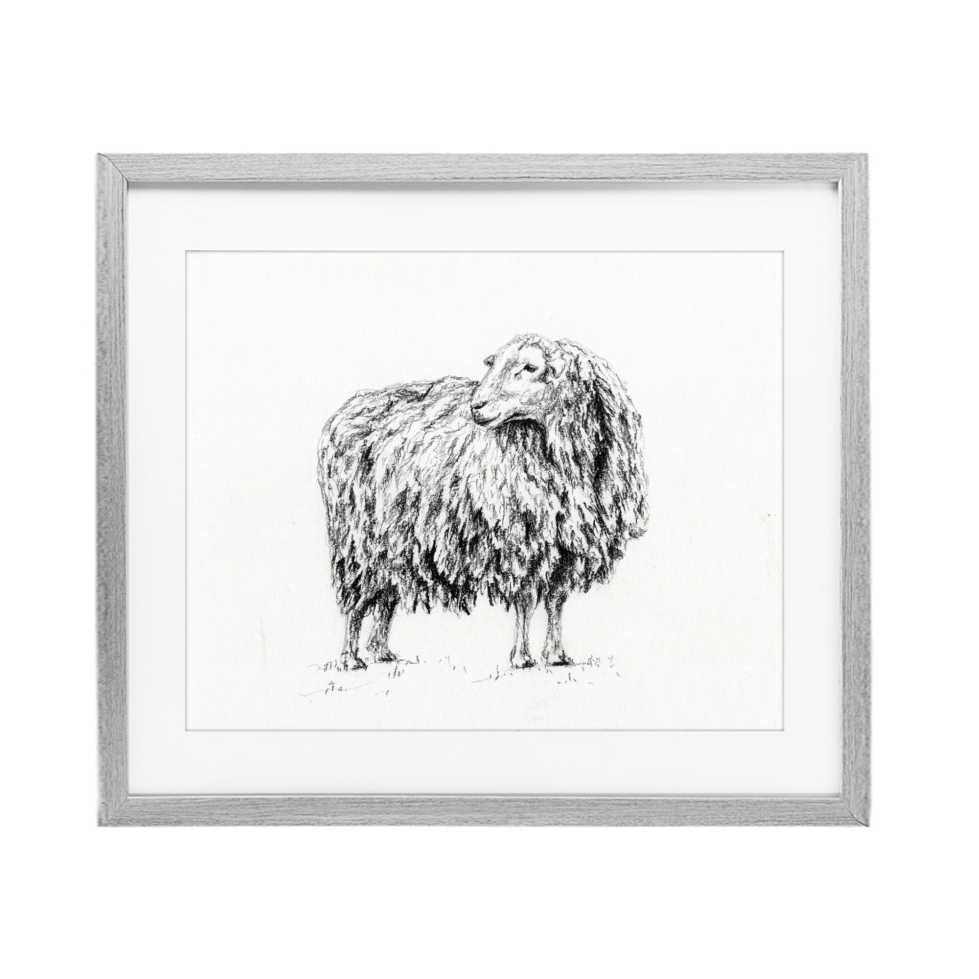 Stupell Industries Sheep in Charcoal Gray Framed Print Under Glass, design by Leah Noel Art
