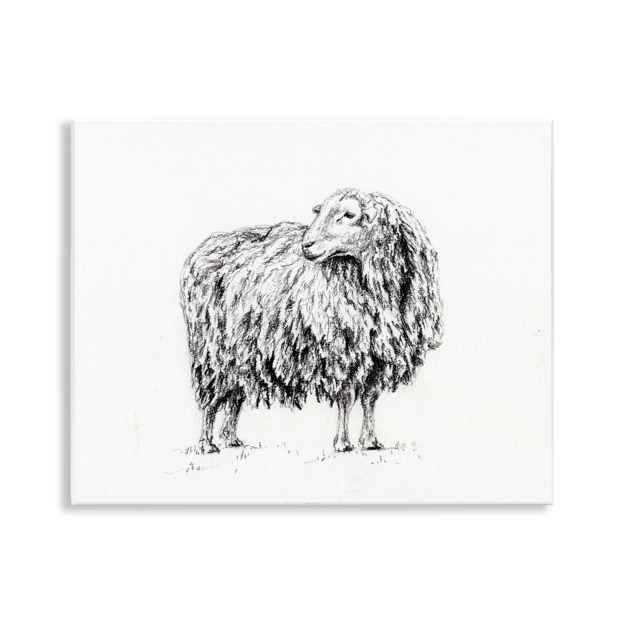 Stupell Industries Sheep in Charcoal Wall Plaque Art, design by Leah Noel Art