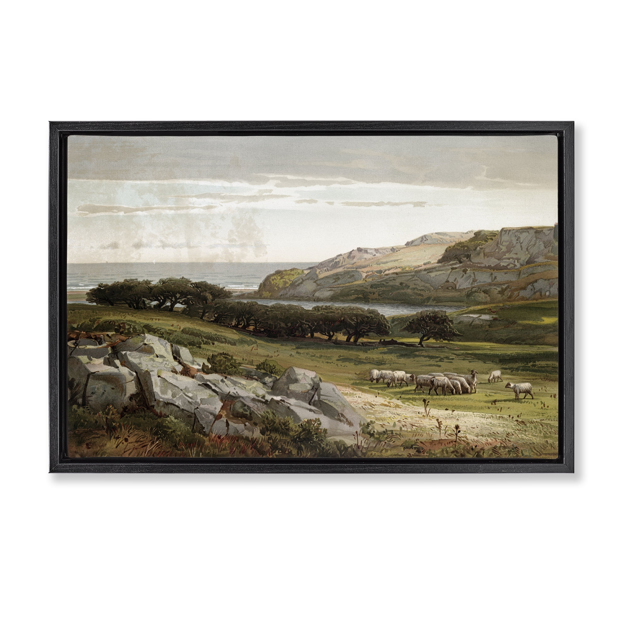 Stupell Industries Sheep in Passionate Landscape Black Framed Floater Canvas Wall Art, design by Lula Bijoux & co.