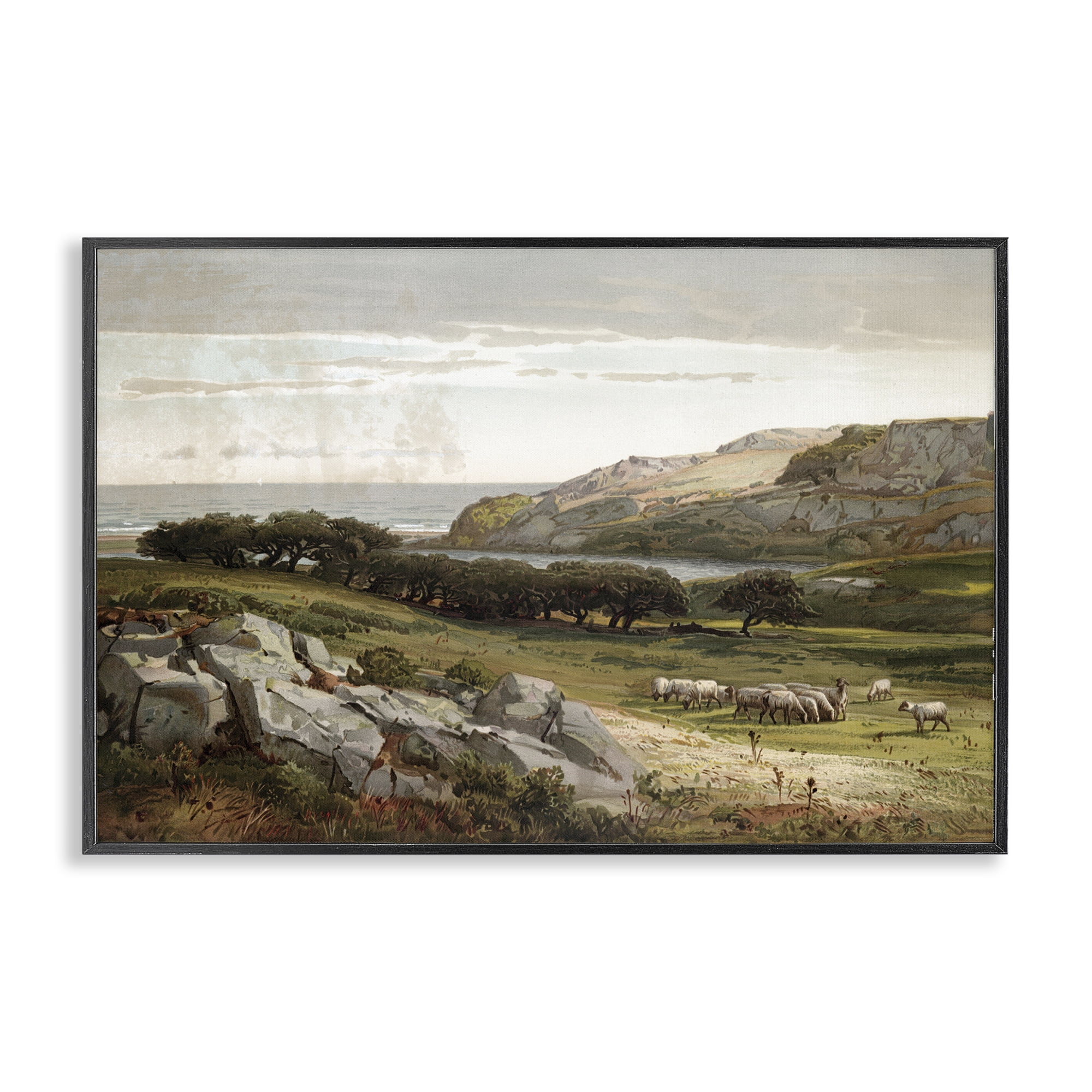 Stupell Industries Sheep in Passionate Landscape Black Framed Giclee Art, design by Lula Bijoux & co.