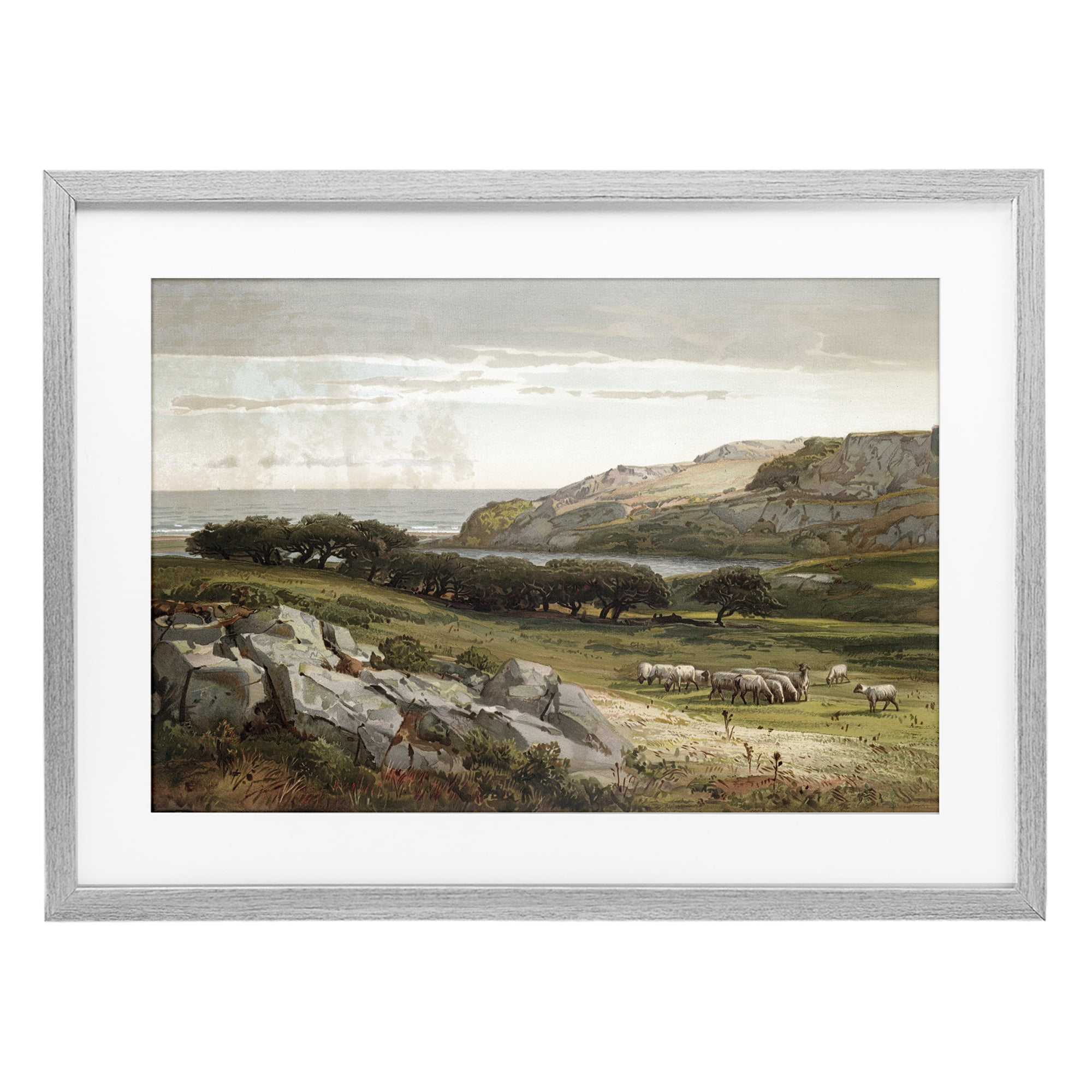Stupell Industries Sheep in Passionate Landscape Gray Framed Print Under Glass, design by Lula Bijoux & co.