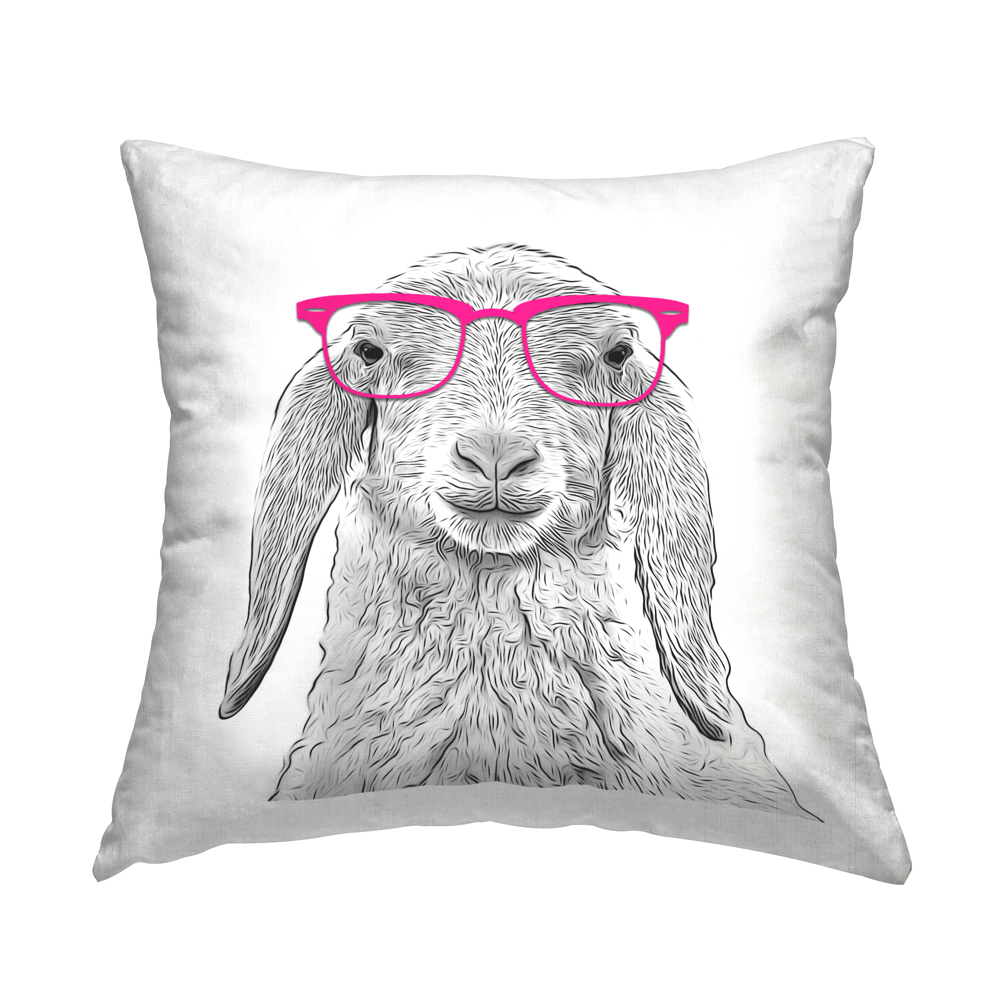 Stupell Industries Sheep in Pink Glasses Square Decorative Printed Throw Pillow, 18 x 18