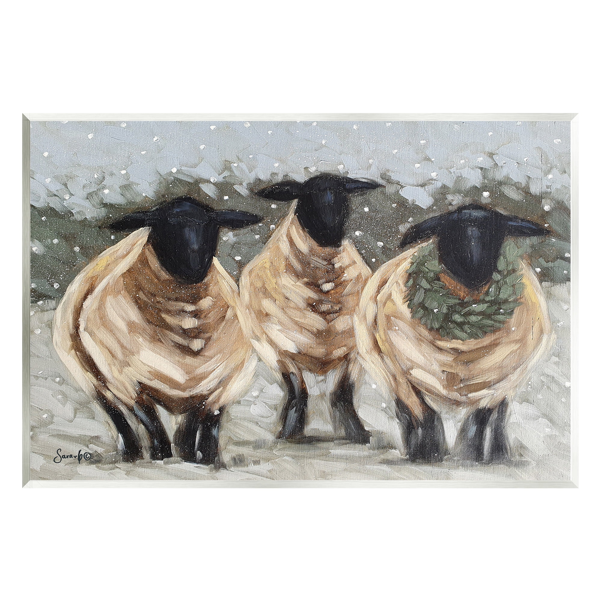 Stupell Industries Sheep in Winter Scene Animals & Insects Painting Unframed Art Print Wall Art, 19 x 13