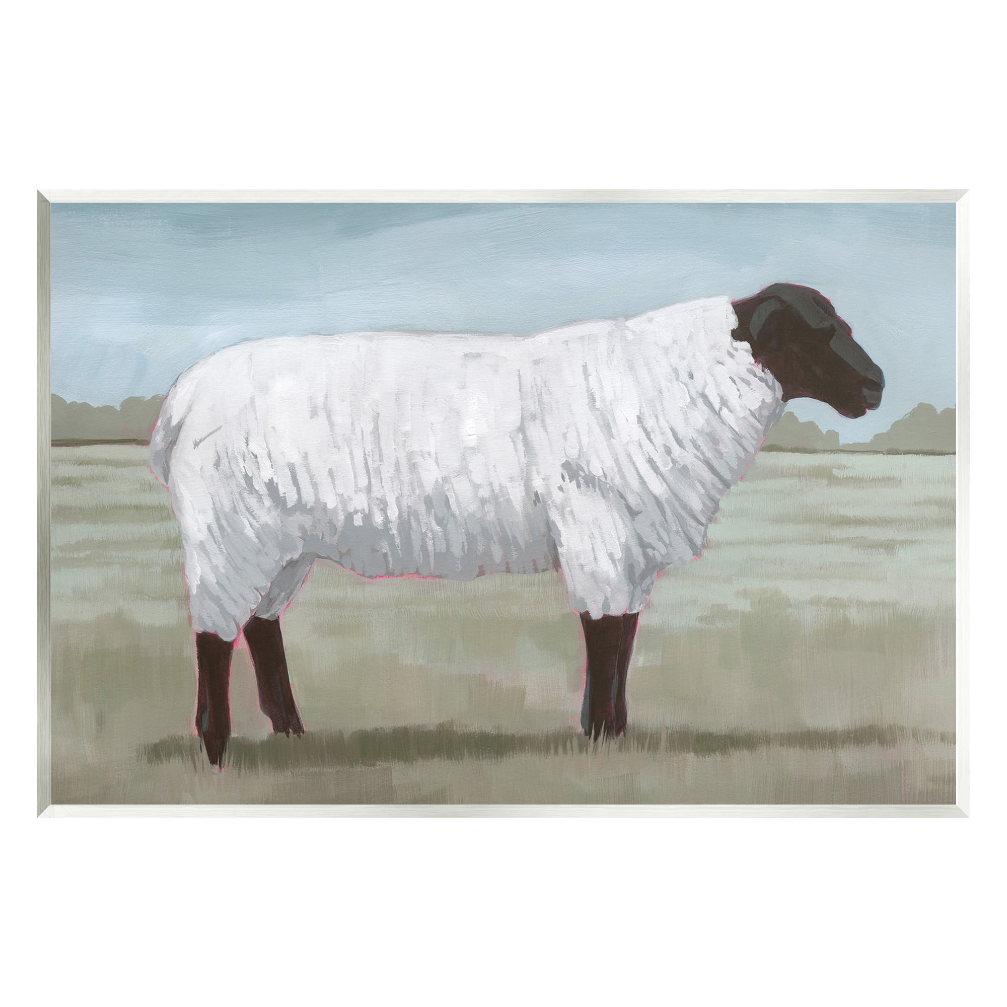 Stupell Industries Sheep on Farm Painting Animals & Insects Painting Unframed Art Print Wall Art, 19 x 13
