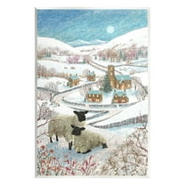 Stupell Industries Sheep on Wintery Hill Animals & Insects Painting Unframed Art Print Wall Art, 10 x 15