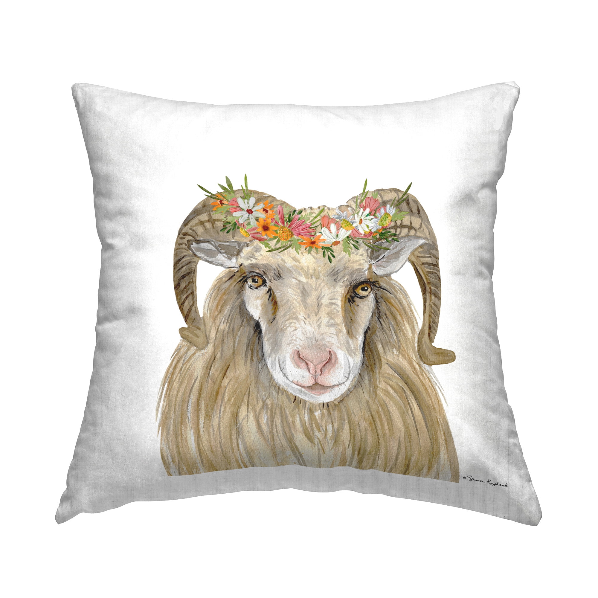 Stupell Industries Sheep with Flower Crown Decorative Printed Throw Pillow Design by Sharon Kuplack