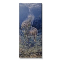 Stupell Industries Shell Game Underwater Manatees Coastal Painting Gallery Wrapped Canvas Print Wall Art